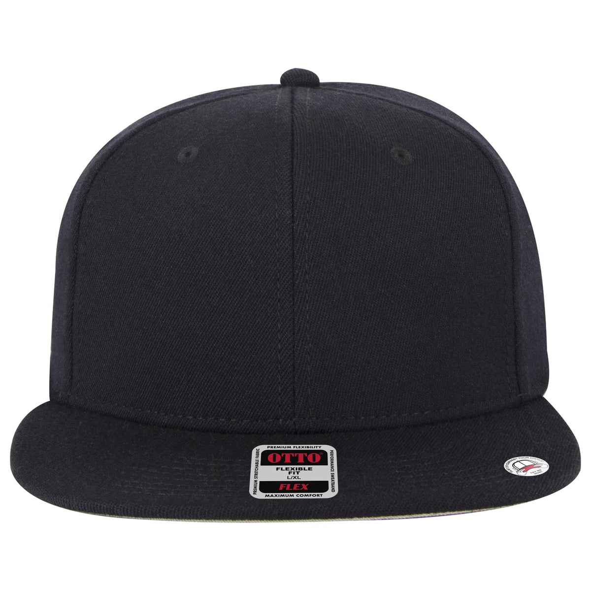 Front View of 003 - Black OTTO CAP "OTTO FLEX" Fitted 6 Panel Pro Style Baseball Cap