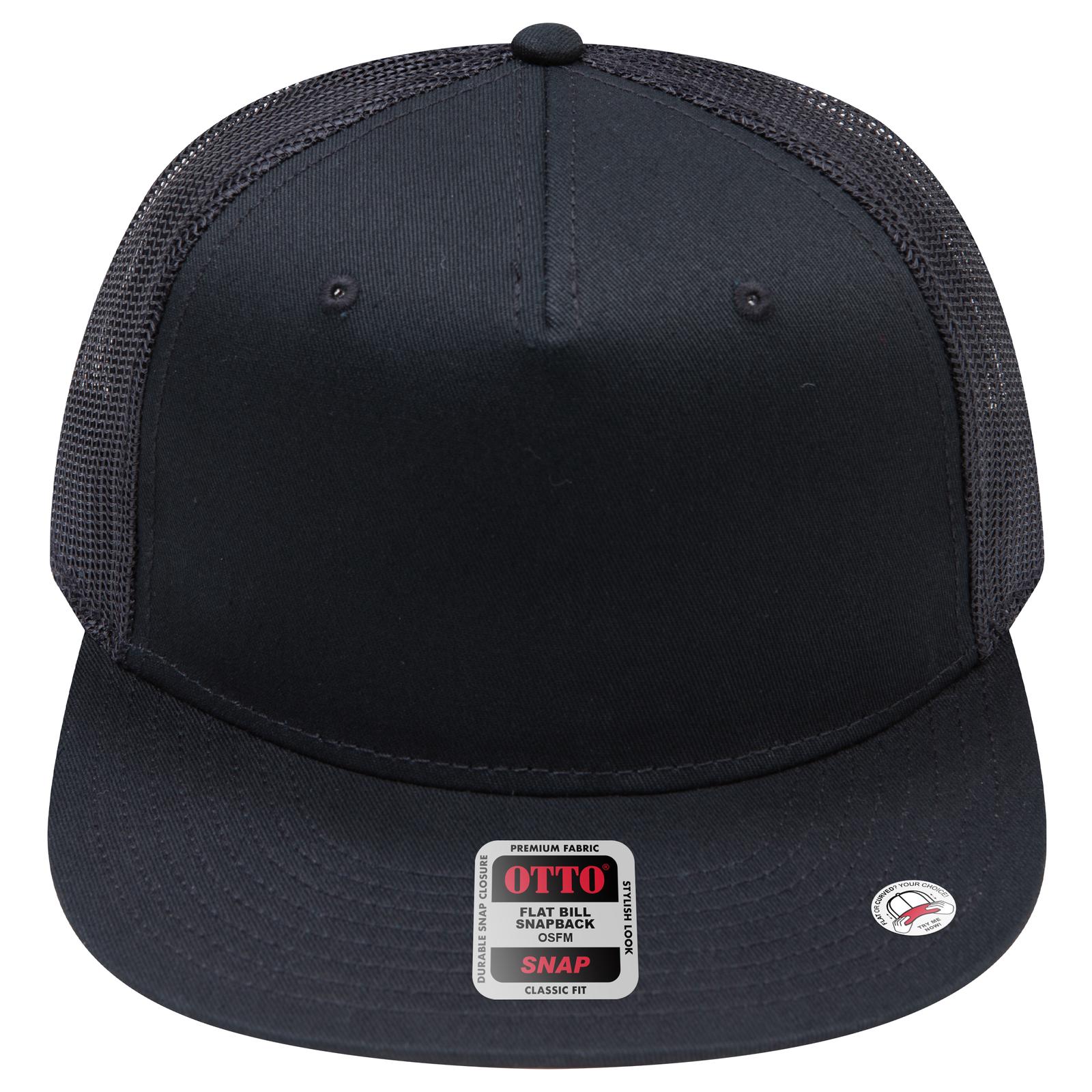 Right View of 003 - Black OTTO CAP "OTTO SNAP" 5 Panel Pro Style Mesh Back Trucker Snapback Hat