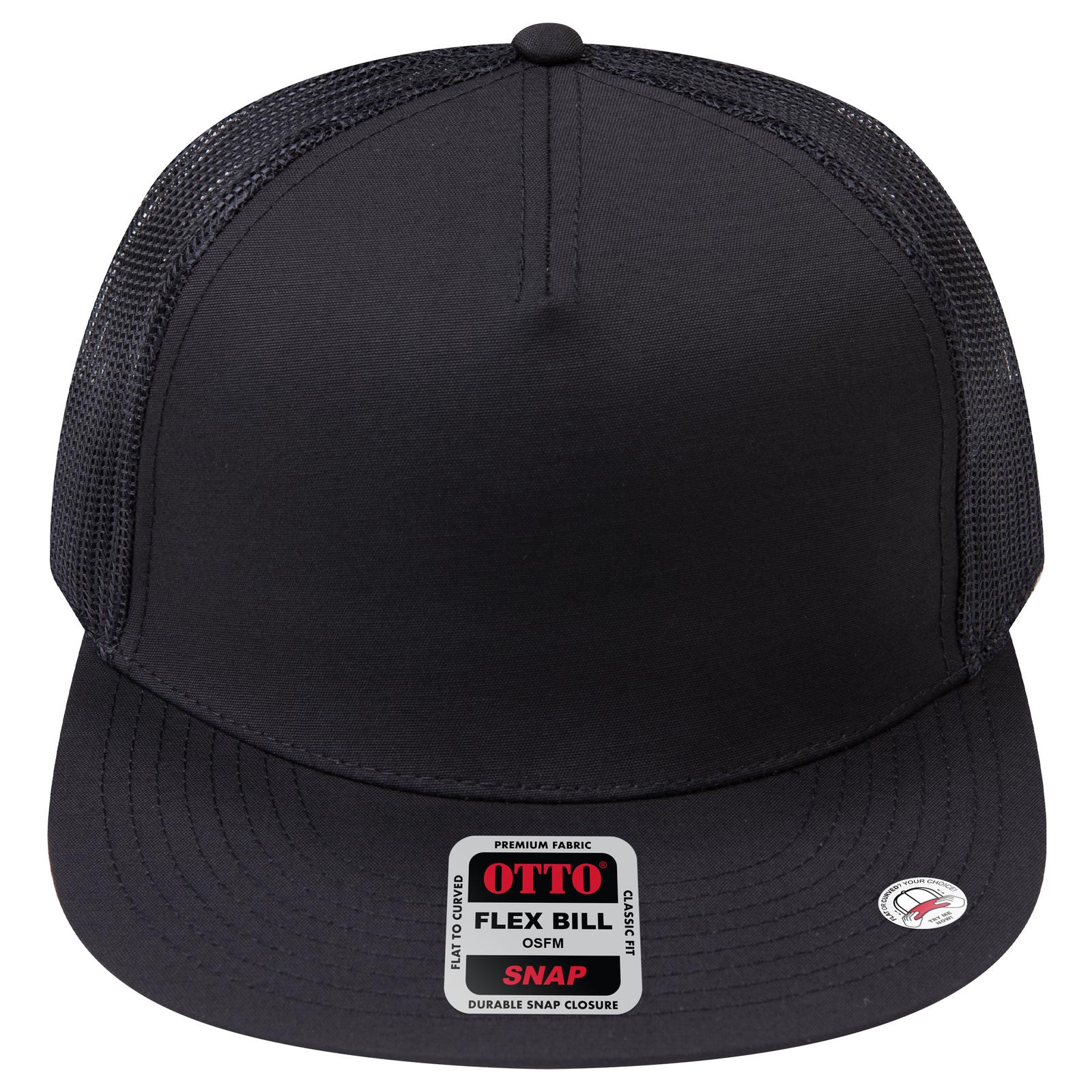 Right View of 003 - Black OTTO CAP "OTTO SNAP" 5 Panel Pro Style Mesh Back Trucker Snapback Hat