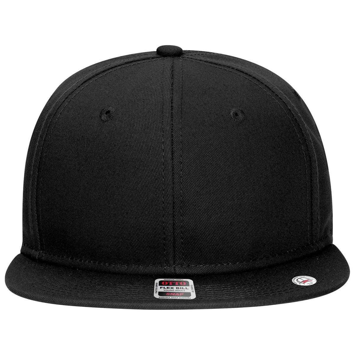 Front View of 003 - Black OTTO CAP “OTTO SNAP” 6 Panel Pro Style Snapback Hat