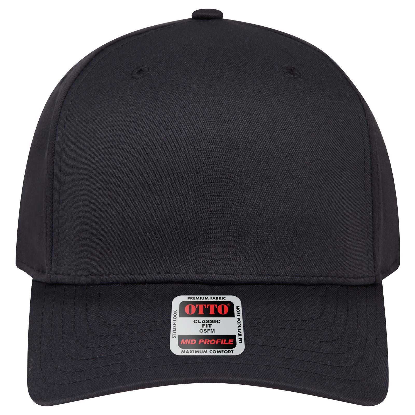 Front View of 003 - Black OTTO CAP Seamless 6 Panel Mid Profile Baseball Cap