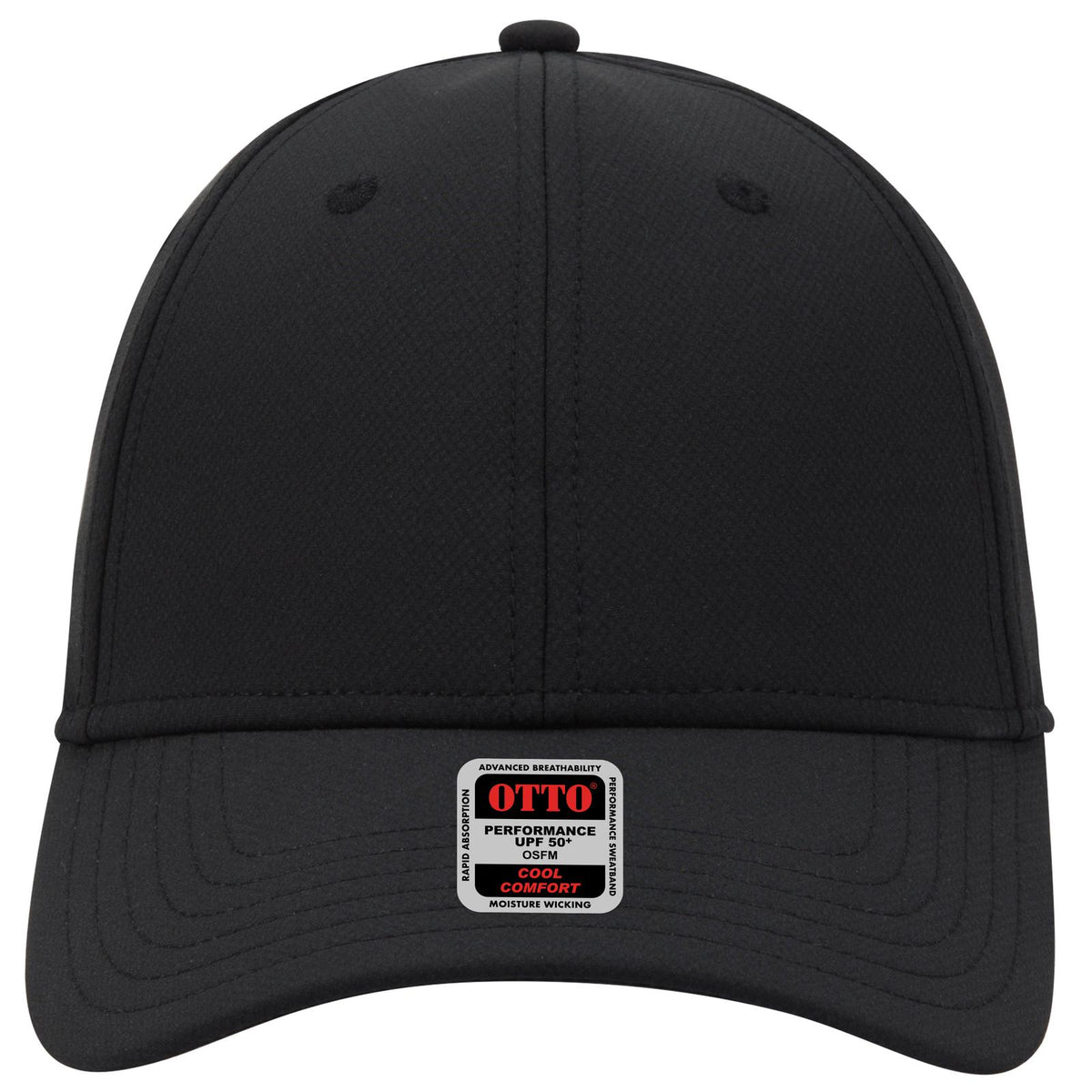 Front View of 003 - Black OTTO CAP UPF 50+ 6 Panel Low Profile Baseball Cap