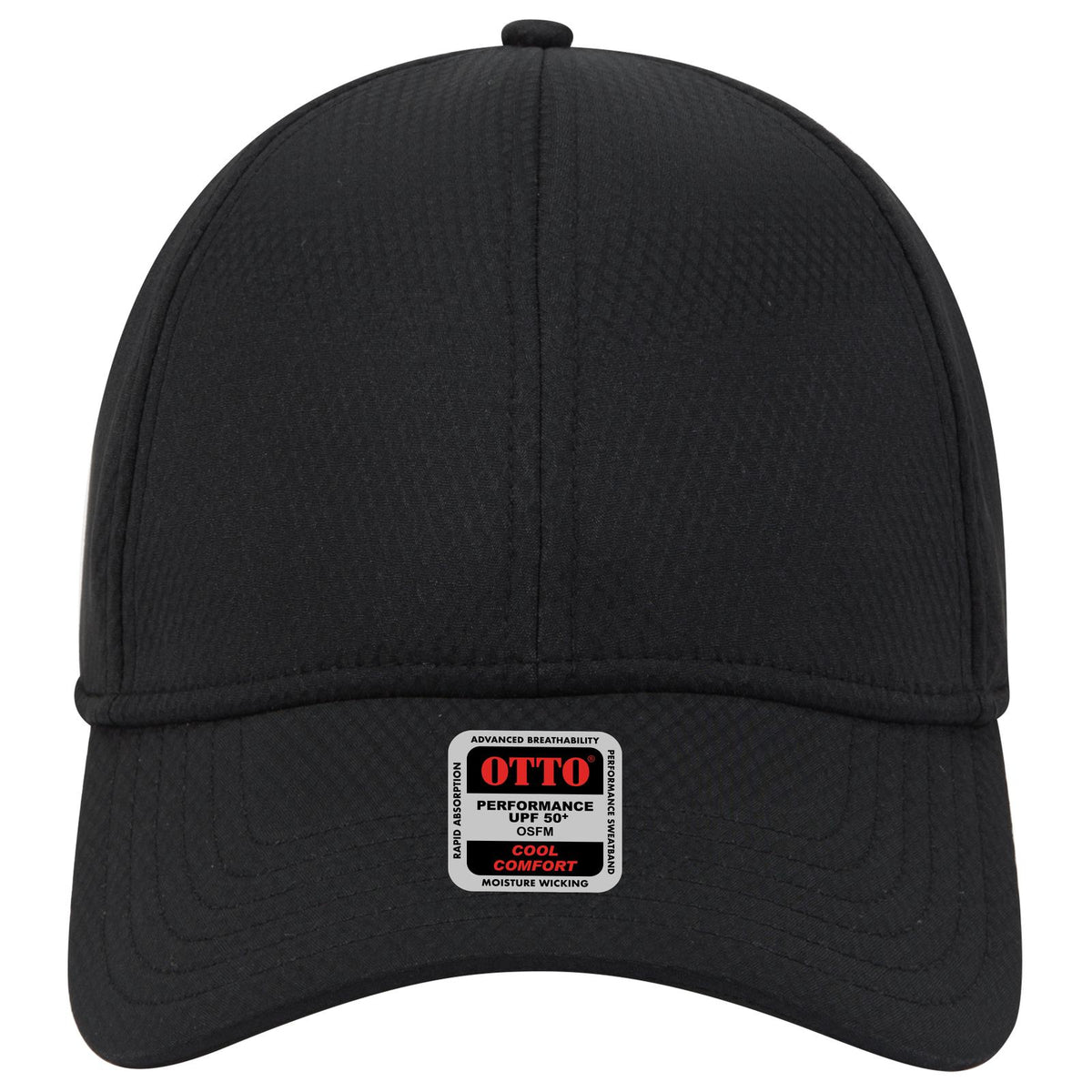 Front View of 003 - Black OTTO CAP UPF 50+ 6 Panel Low Profile Baseball Cap