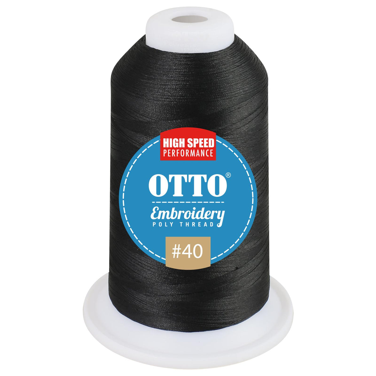 Front View of 003 - Black OTTO Embroidery Poly Thread #40 1,100 yd. Cone