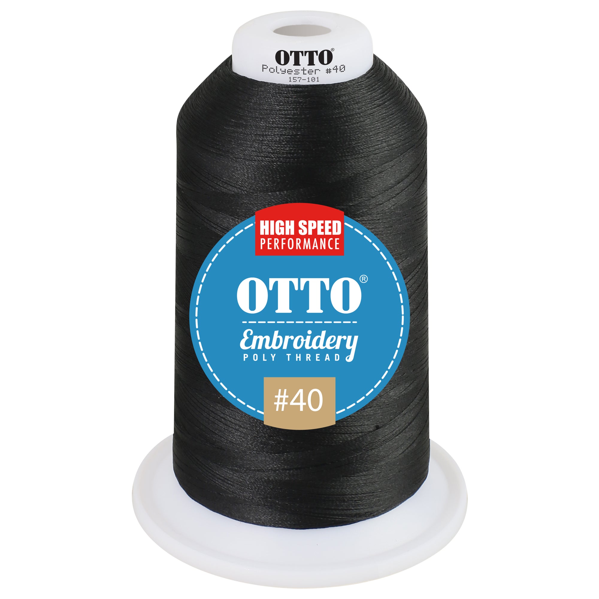 Front View of 003 - Black OTTO Embroidery Poly Thread #40 5,500 yd. King Cone