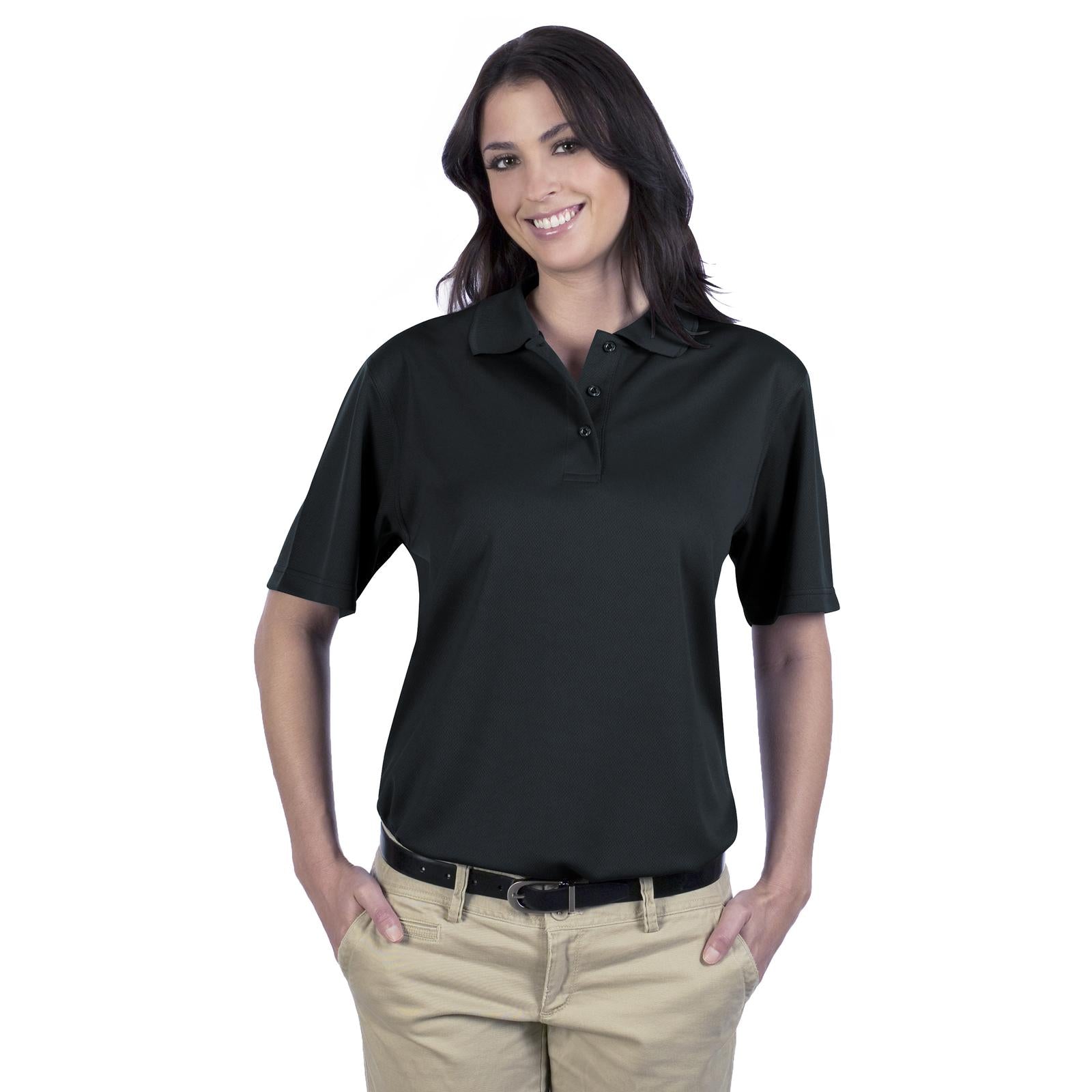 Front View of 003 - Black OTTO Ladies' Performance Sport Shirt
