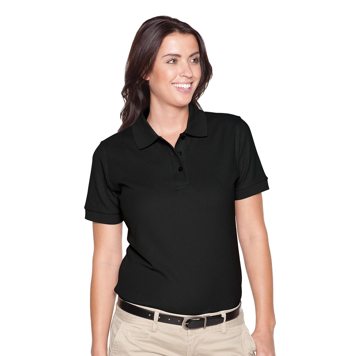 Front View of 003 - Black OTTO Ladies' Premium Sport Shirt