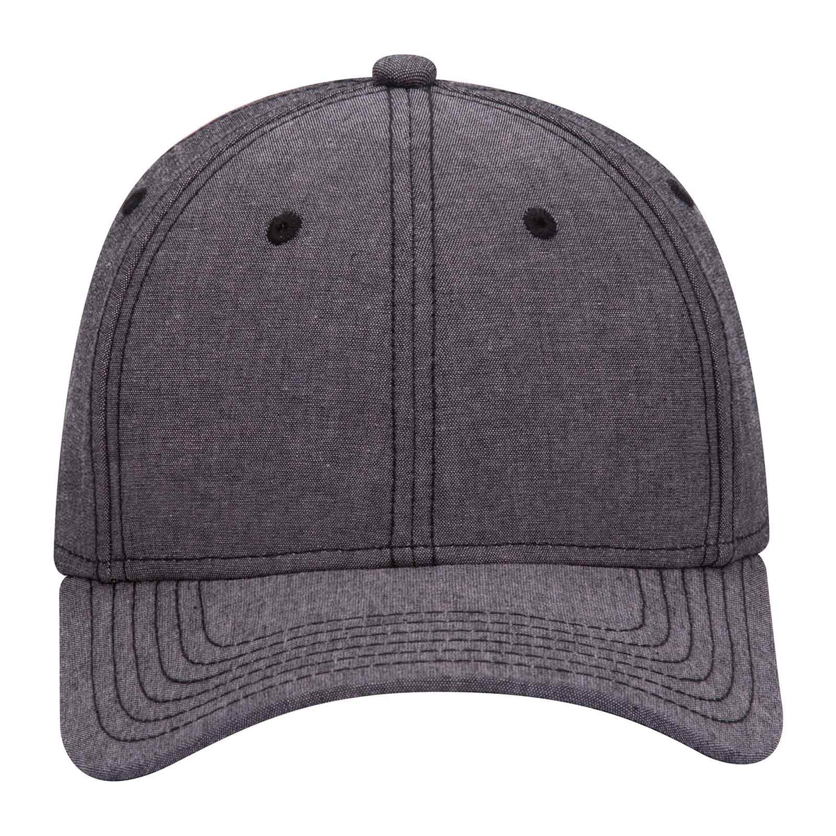 Front View of 003A - Black OTTO CAP 6 Panel Low Profile Baseball Cap