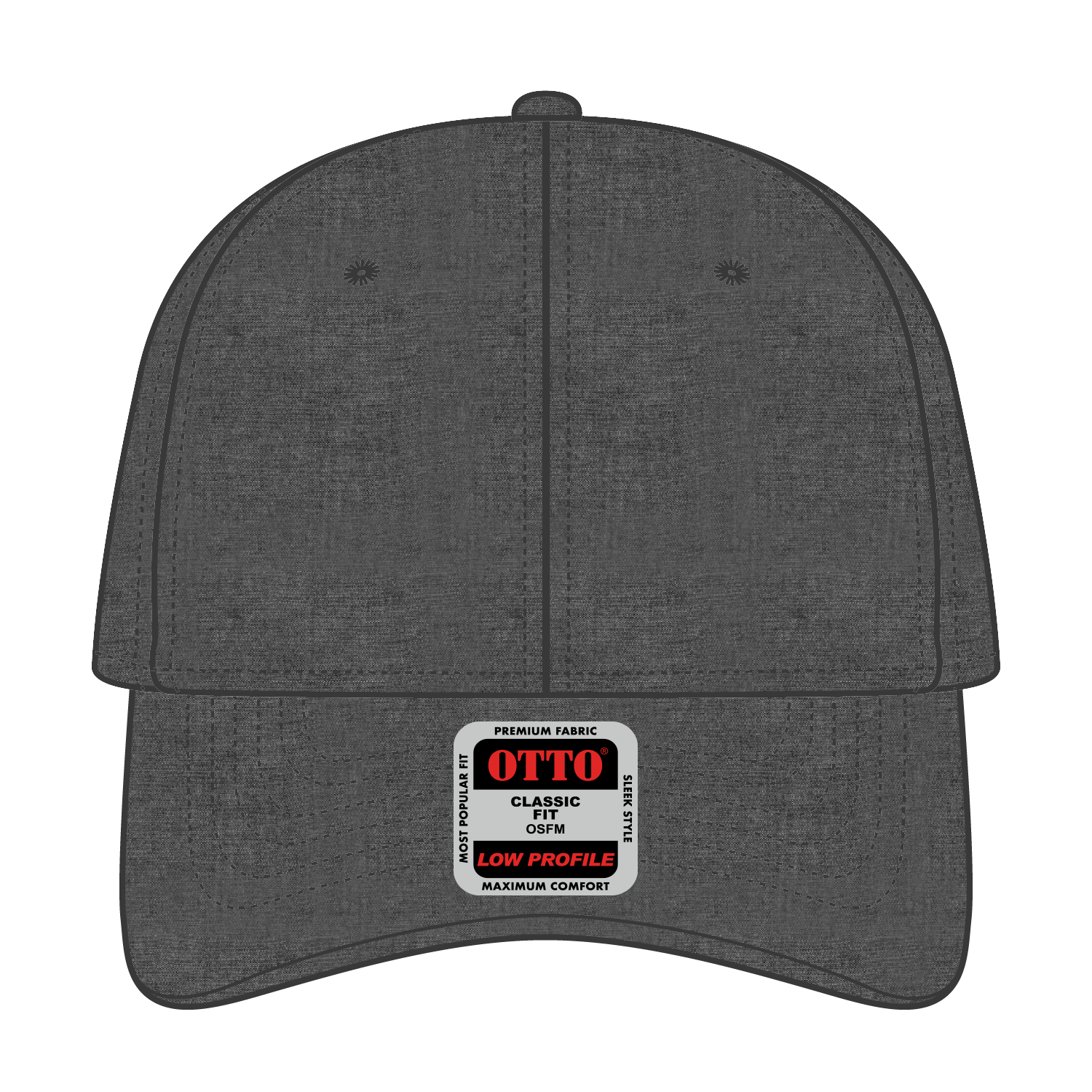 Front View of 003A - Black OTTO CAP 6 Panel Low Profile Baseball Cap