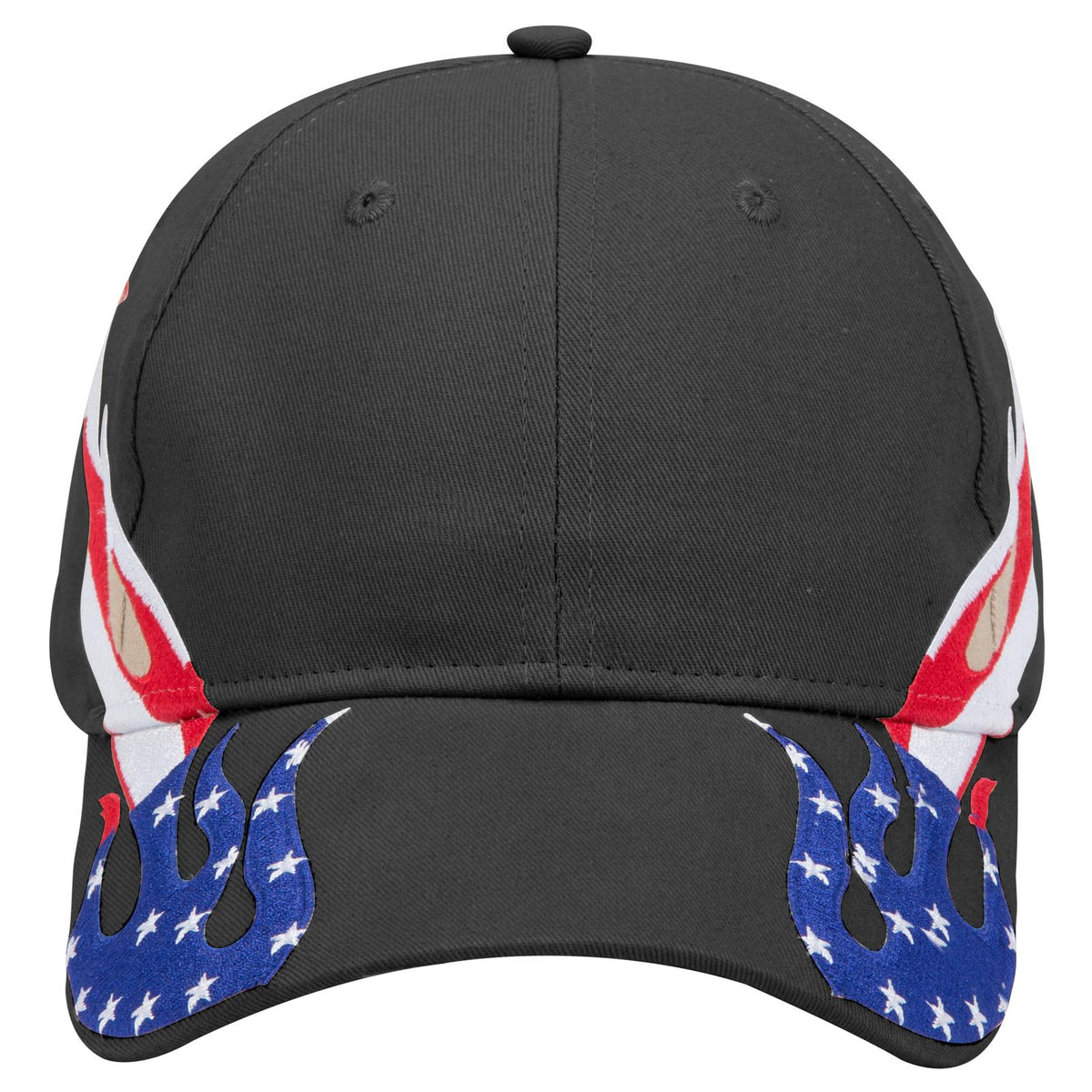 Front View of 003A - Black OTTO CAP 6 Panel Low Profile Baseball Cap
