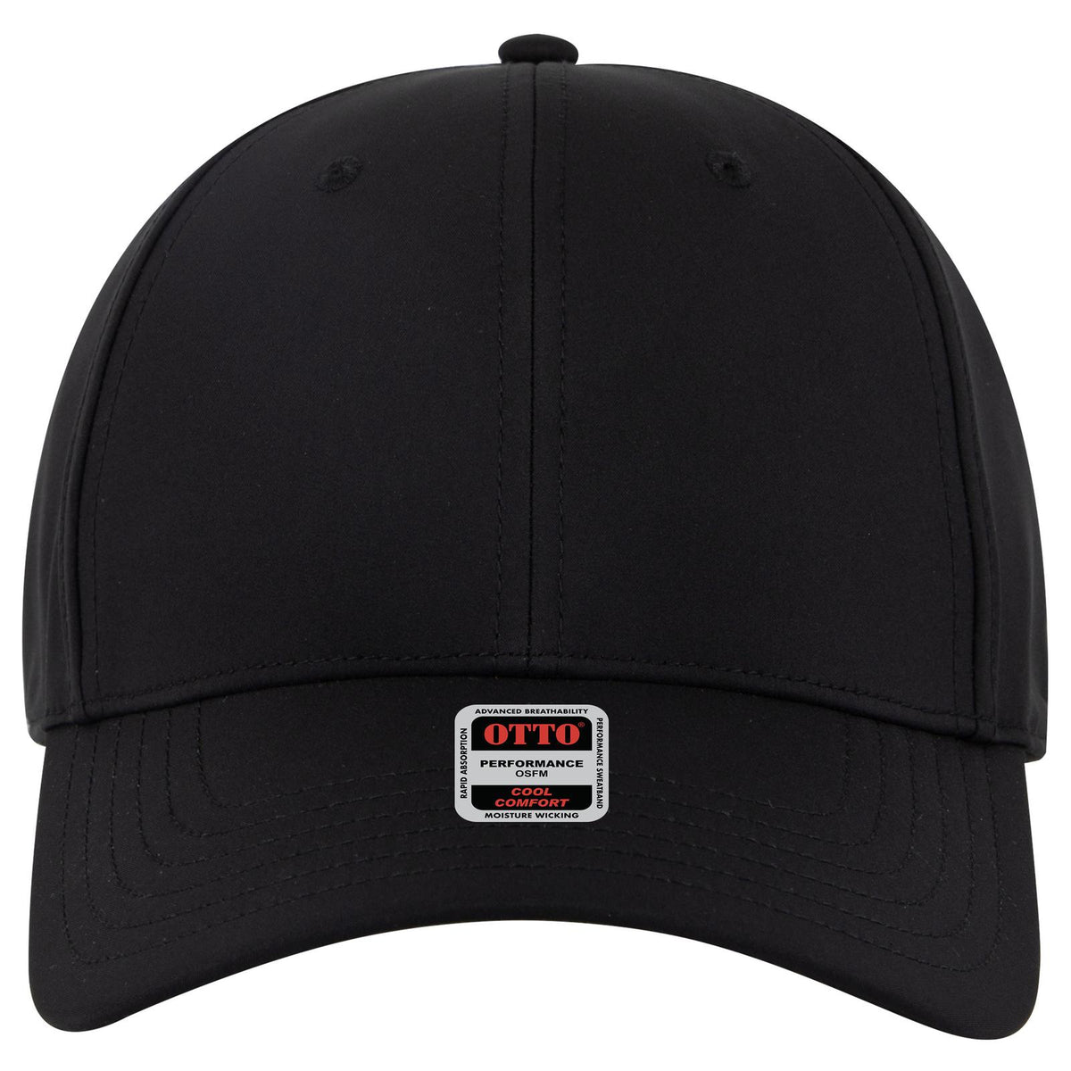 Front View of 003B - Black OTTO CAP 6 Panel Low Profile Baseball Cap