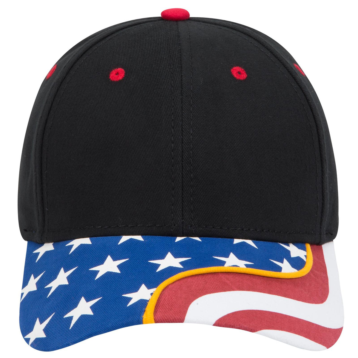 Front View of 003B - Black OTTO CAP 6 Panel Low Profile Baseball Cap
