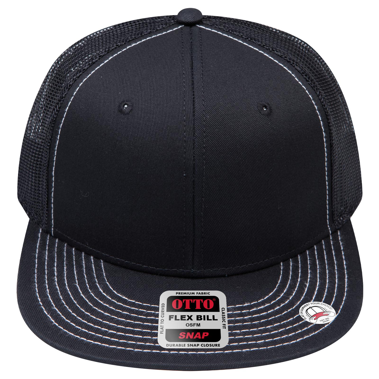 Right View of 003B - Black OTTO CAP "OTTO SNAP" 6 Panel Pro Style Mesh Back Trucker Snapback Hat