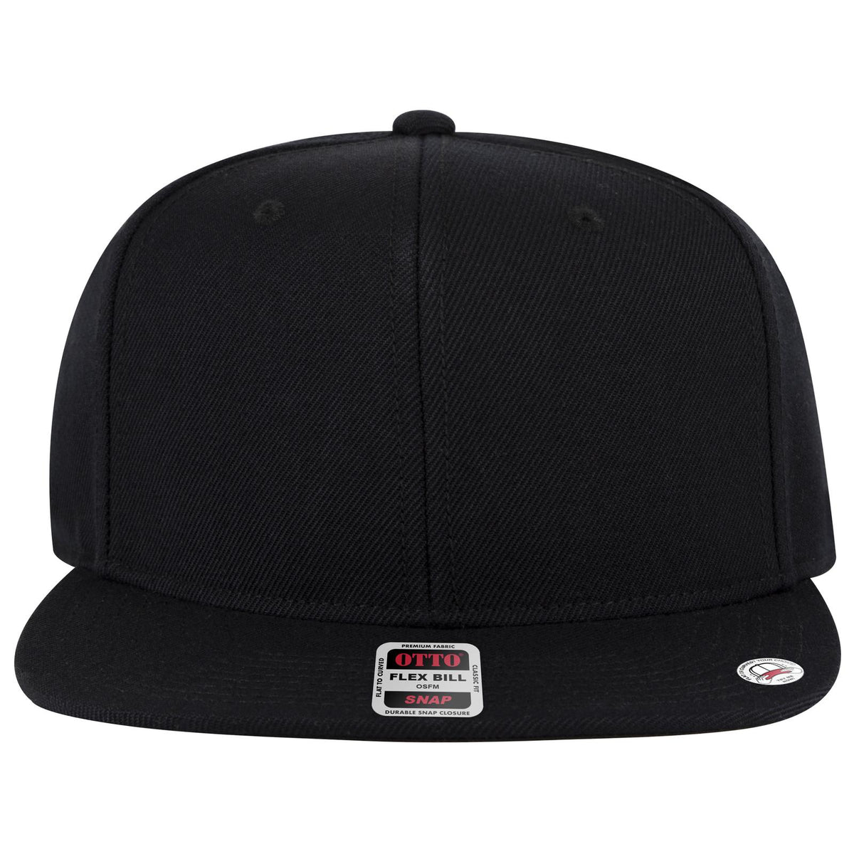 Front View of 003B - Blk OTTO CAP "OTTO SNAP" 6 Panel Pro Style Snapback Hat