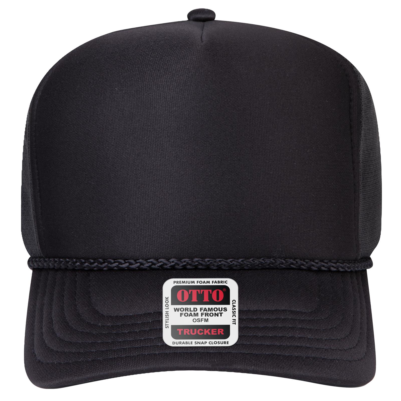 Right View of 003C - Black OTTO CAP 5 Panel High Crown Air Mesh Back Trucker Hat