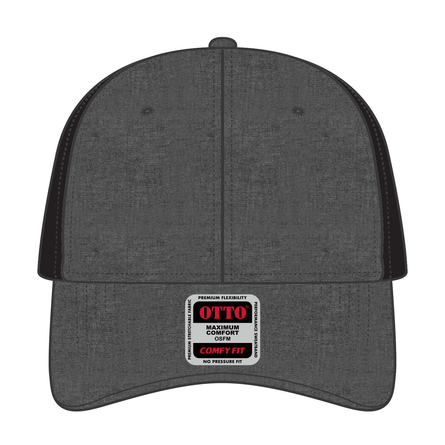Front View of 003C - Black OTTO CAP "OTTO COMFY FIT" 6 Panel Low Profile Mesh Back Trucker Hat