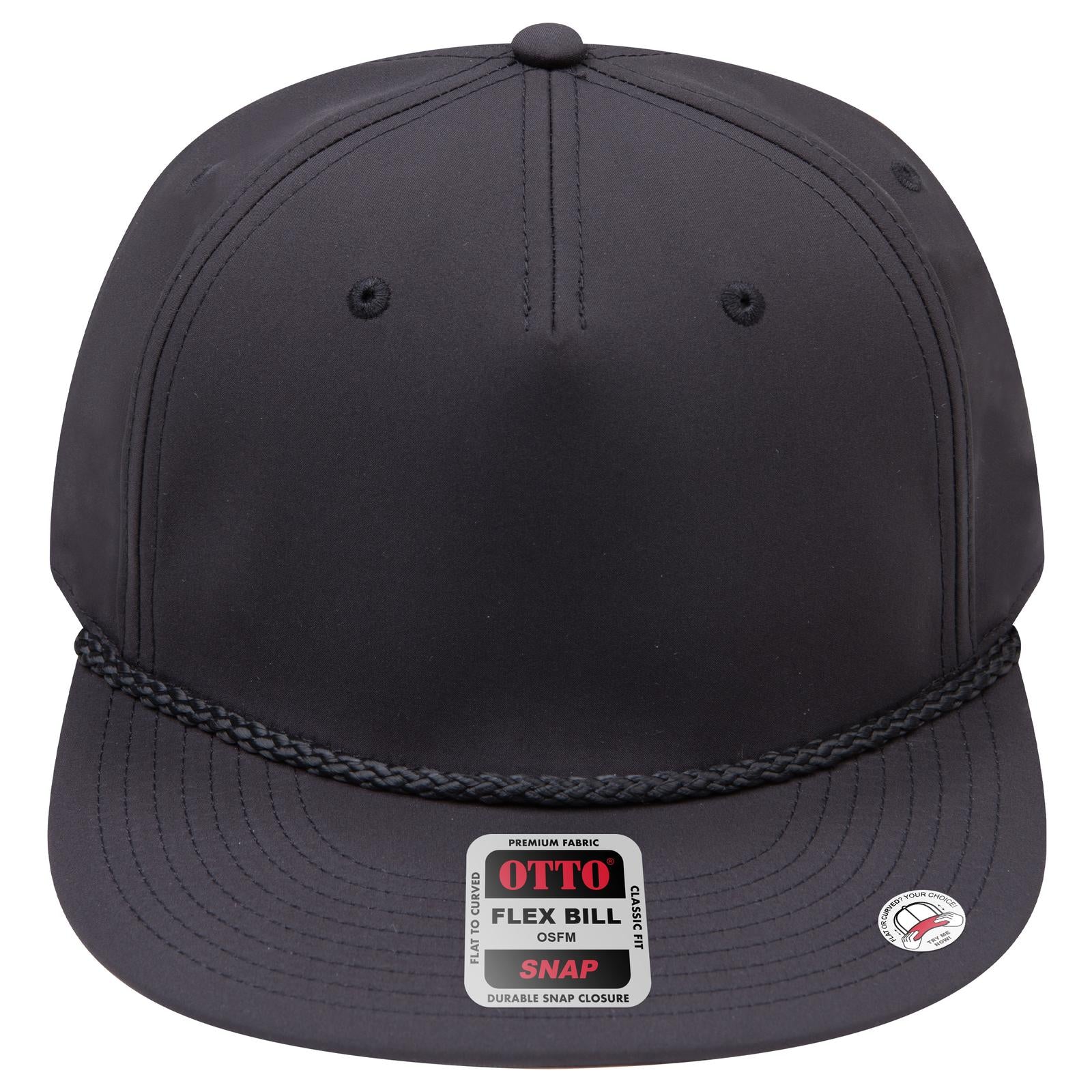 Right View of 003C - Black OTTO CAP "OTTO SNAP" 5 Panel Pro Style Snapback Hat