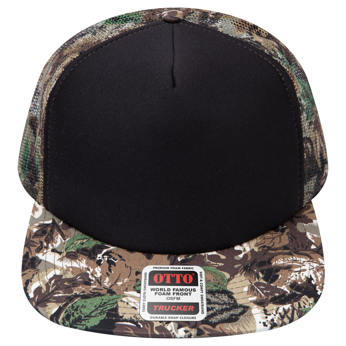 Front View of 003CPA OTTO CAP "OTTO SNAP" 5 Panel High Crown Mesh Back Trucker Snapback Hat