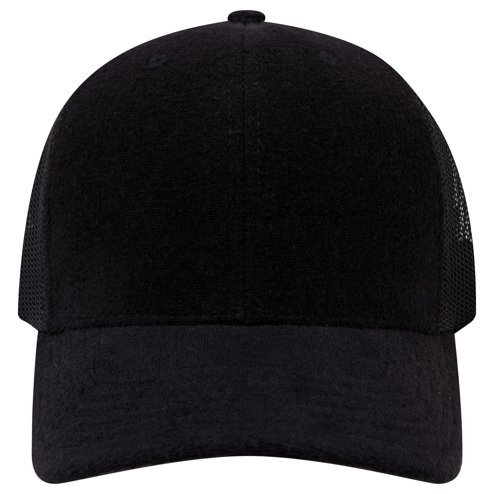 Right View of 003E - Black OTTO CAP 6 Panel Mid Profile Mesh Back Trucker Hat
