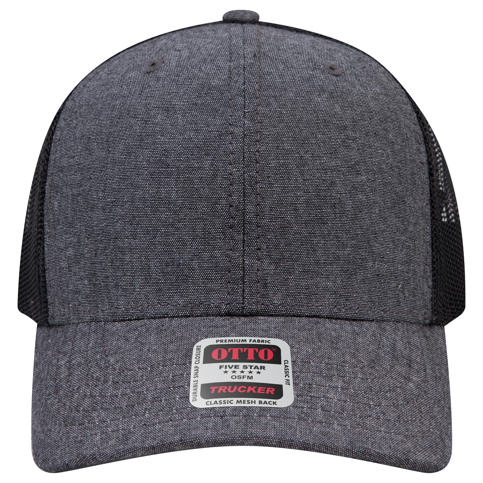 Right View of 003X - Black OTTO CAP 6 Panel Mid Profile Mesh Back Trucker Hat