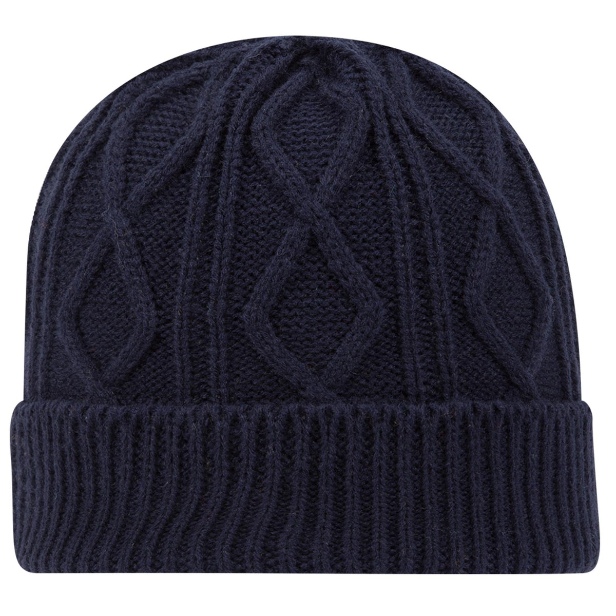 Front View of 004 - Navy OTTO CAP 12" Cable Knit Beanie w/ Rib Knit Cuff