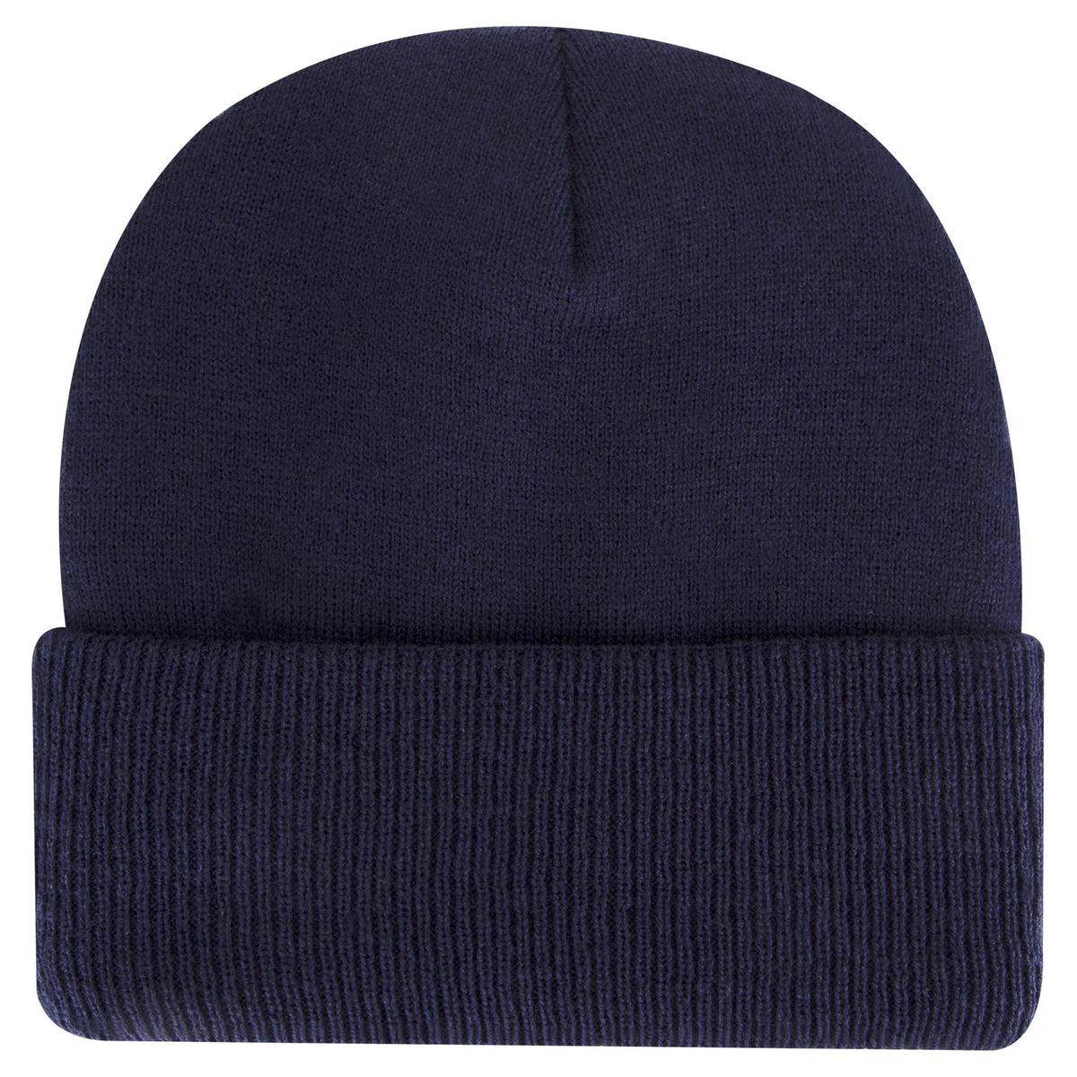 Front View of 004 - Navy OTTO CAP 12" Classic Knit Beanie w/ Inside Fleece Lining & Rib Knit Cuff