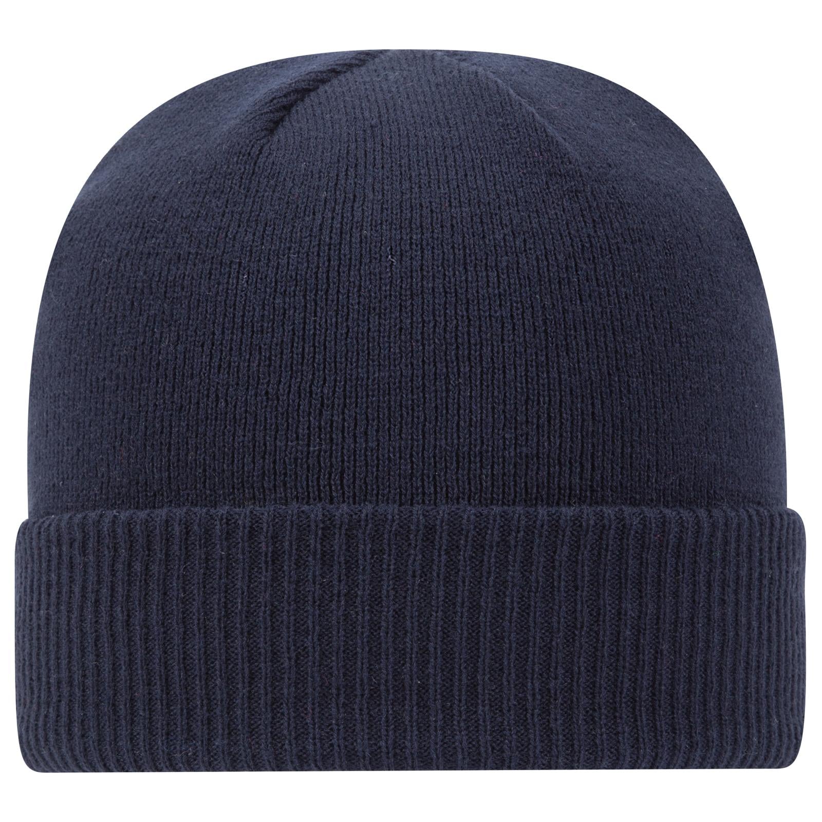 Front View of 004 - Navy OTTO CAP 12" Classic Knit Beanie w/ Rib Knit Cuff