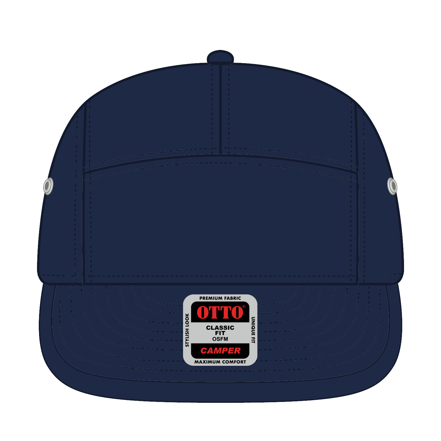 Front View of 004 - Navy OTTO CAP 5 Panel Camper Hat