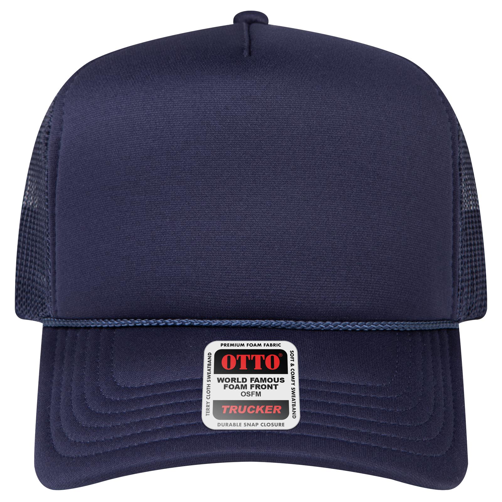 Right View of 004 - Navy OTTO CAP 5 Panel High Crown Mesh Back Trucker Hat
