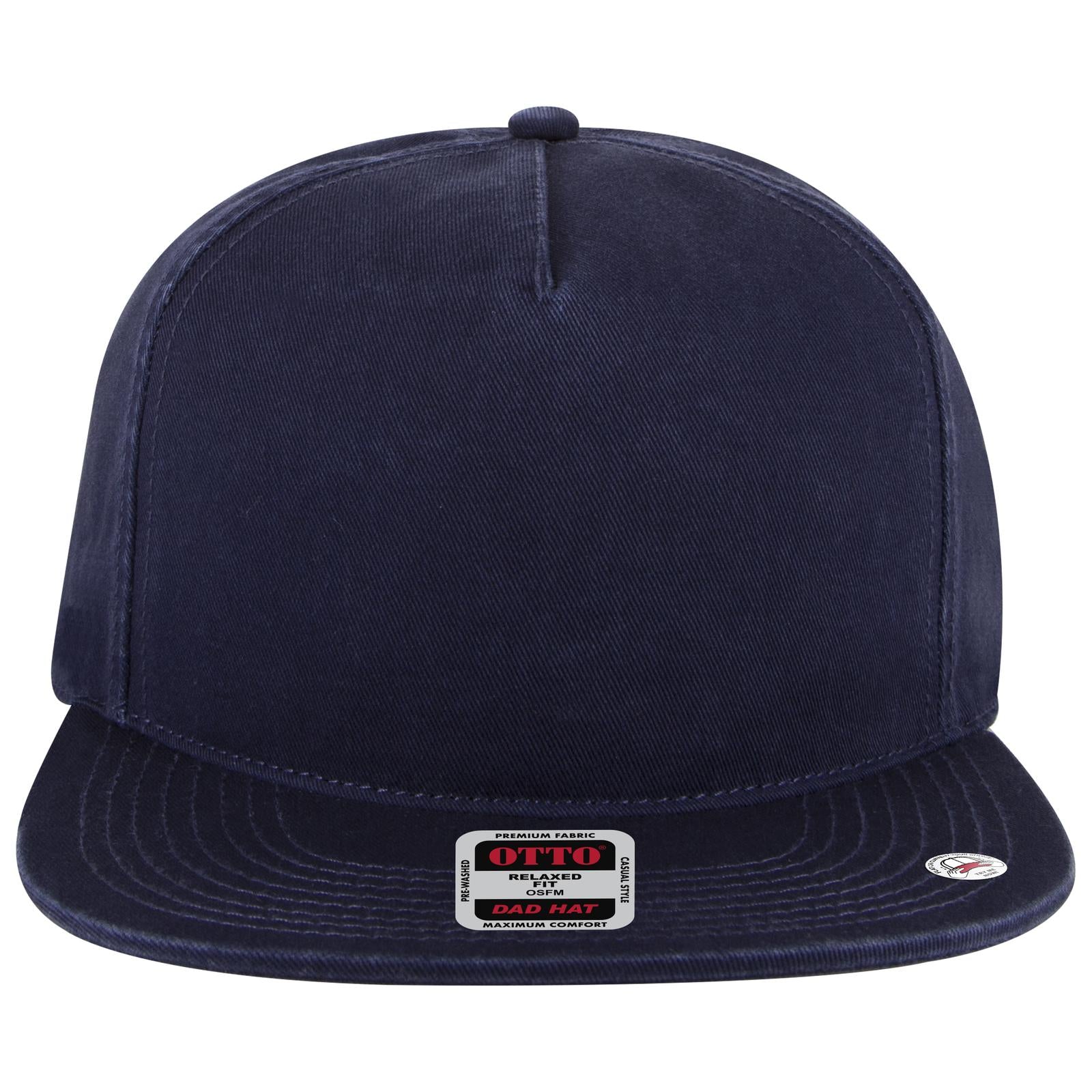 Front View of 004 - Navy OTTO CAP 5 Panel Low Profile Dad Hat