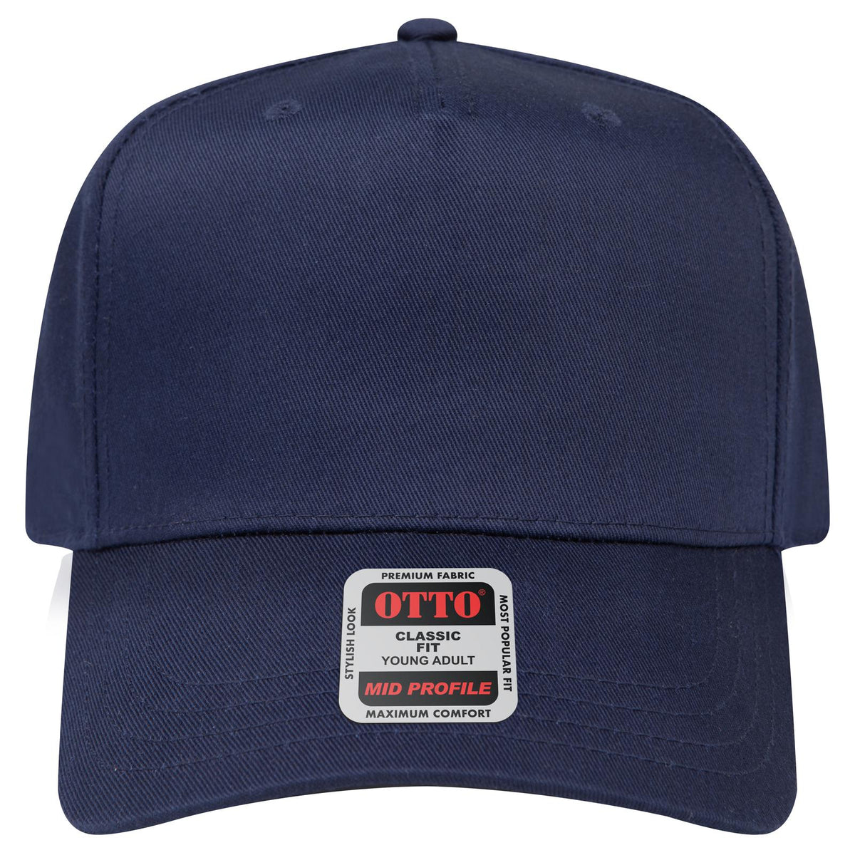 Front View of 004 - Navy OTTO CAP 5 Panel Mid Profile Baseball Cap
