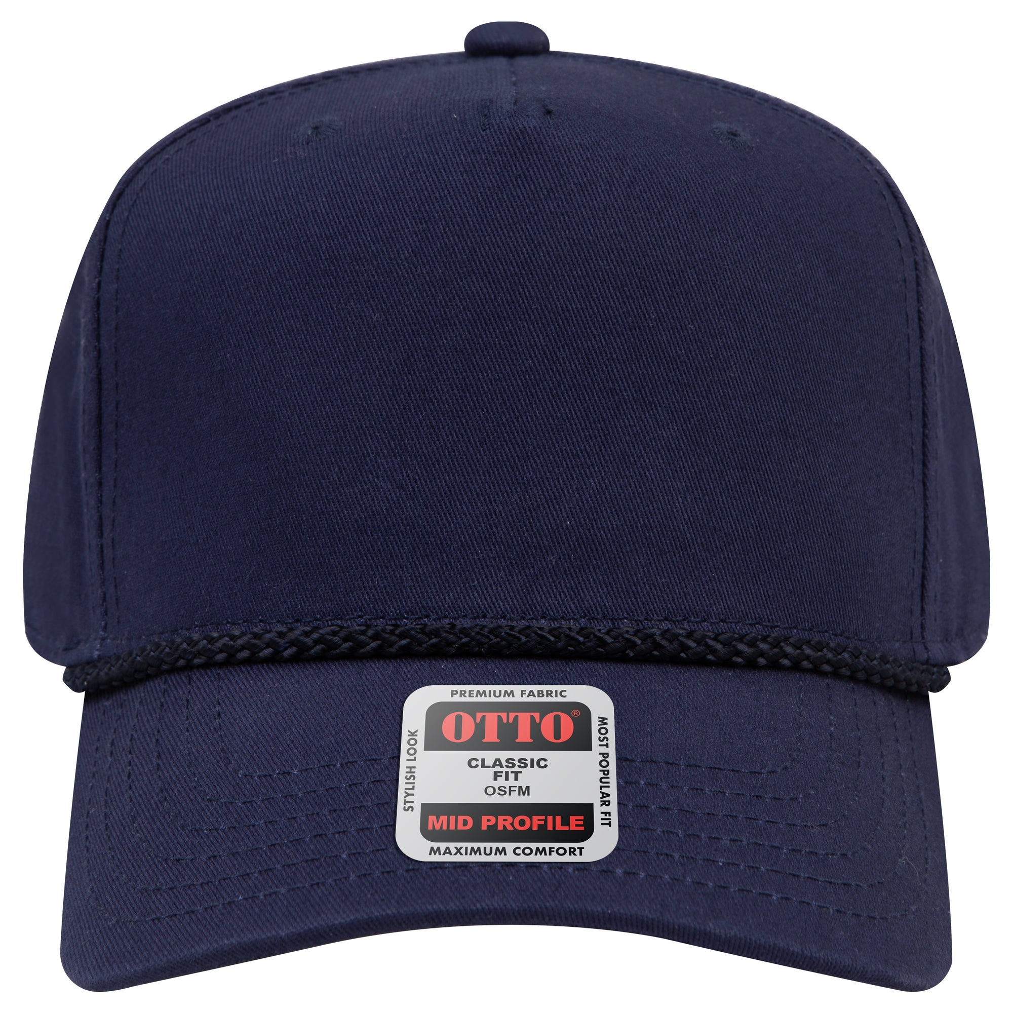 Right View of 004 - Navy OTTO CAP 5 Panel Mid Profile Baseball Cap