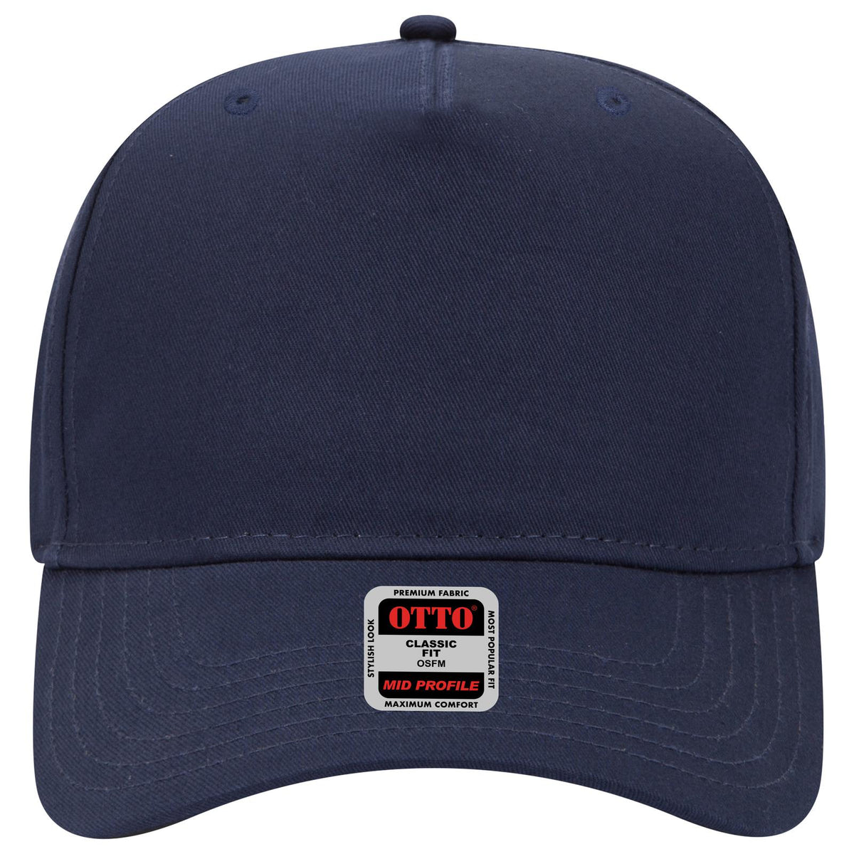 Front View of 004 - Navy OTTO CAP 5 Panel Mid Profile Baseball Cap