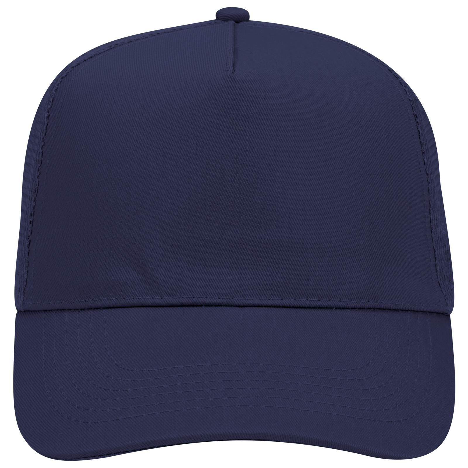 Right View of 004 - Navy OTTO CAP 5 Panel Mid Profile Mesh Back Trucker Hat