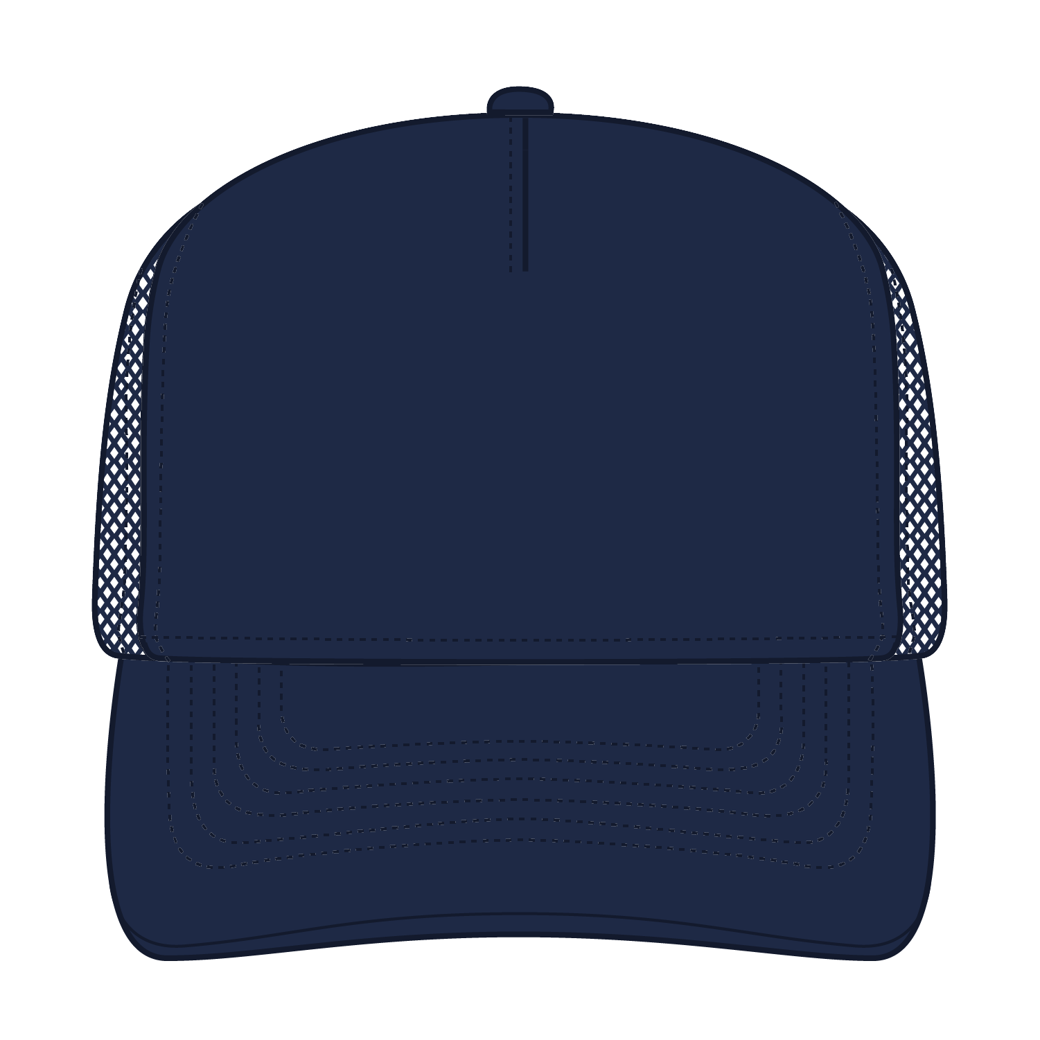 Front View of 004 - Navy OTTO CAP 5 Panel Mid Profile Mesh Back Trucker Hat