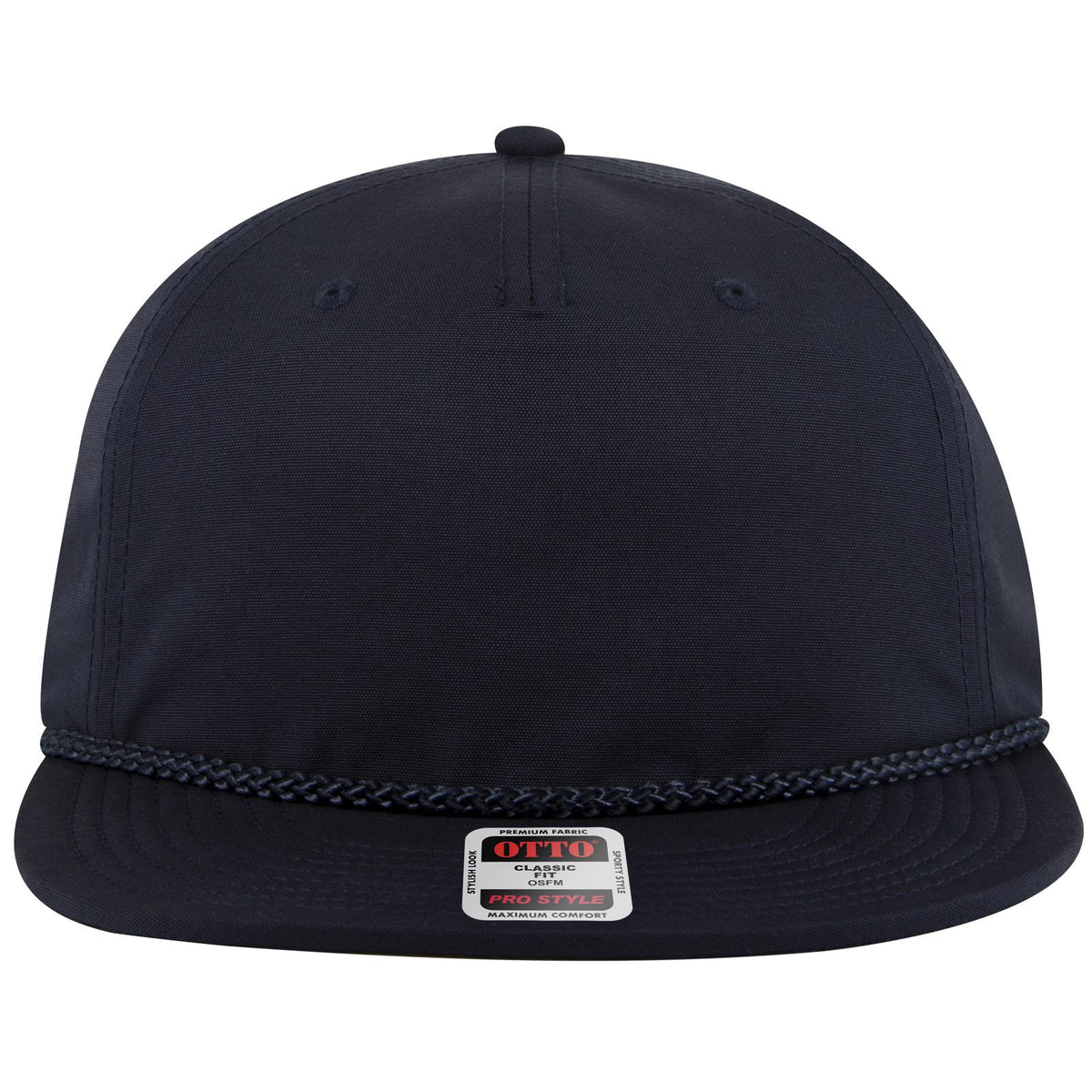 Front View of 004 - Navy OTTO CAP 5 Panel Pro Style Baseball Cap