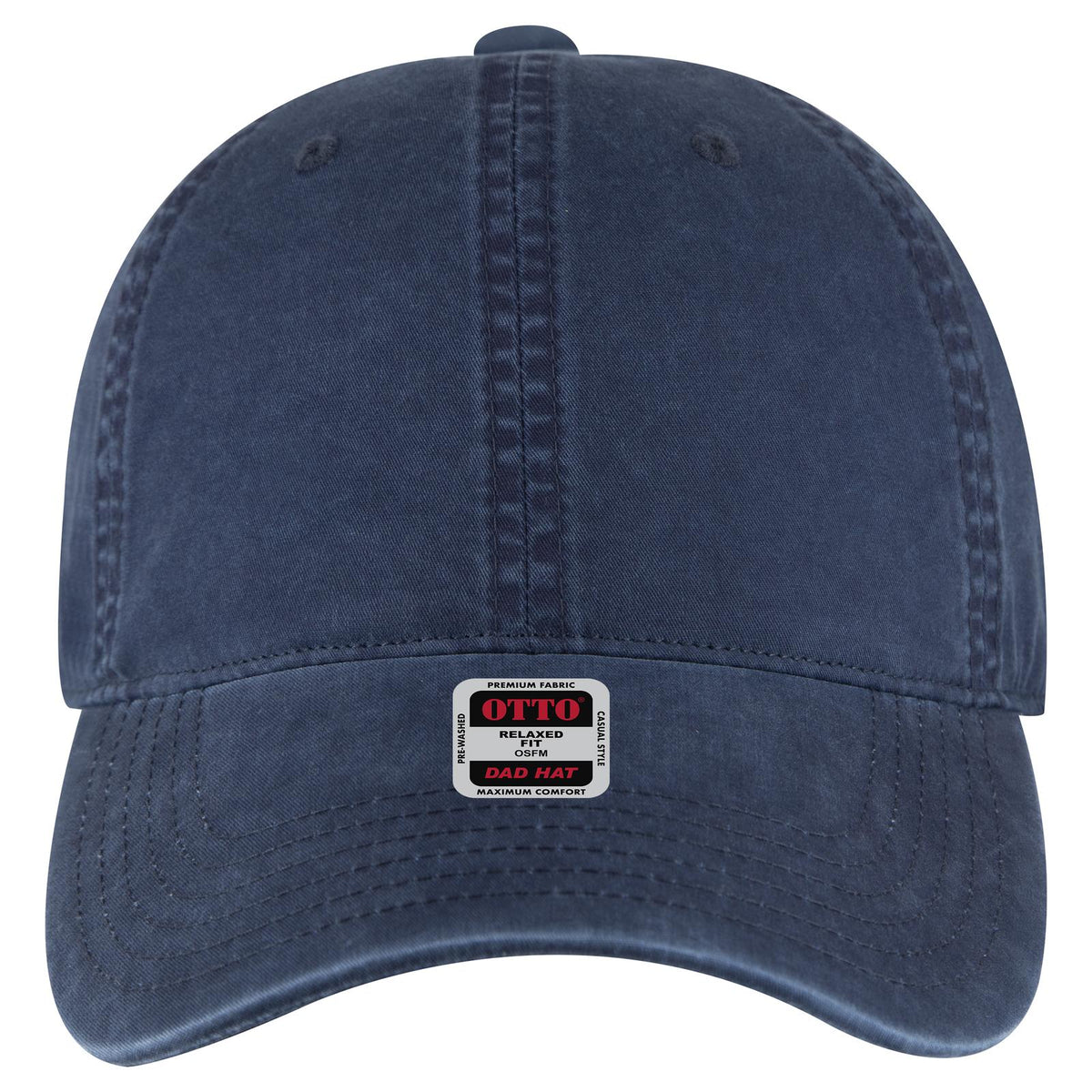 Front View of 004 - Navy OTTO CAP 6 Panel Low Profile Dad Hat