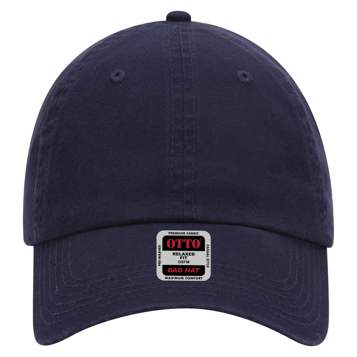 Front View of 004 - Navy OTTO CAP 6 Panel Low Profile Dad Hat