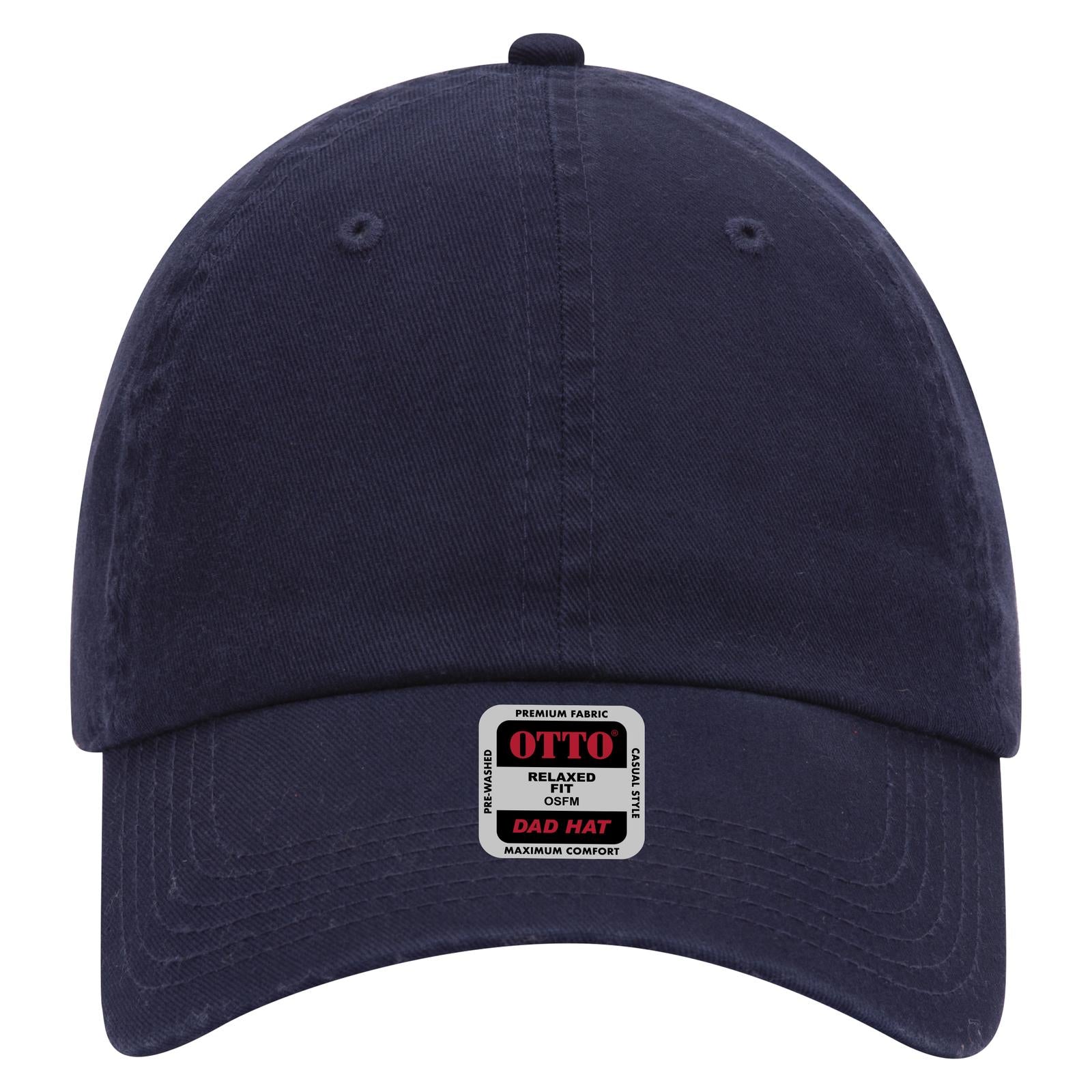 Front View of 004 - Navy OTTO CAP 6 Panel Low Profile Dad Hat