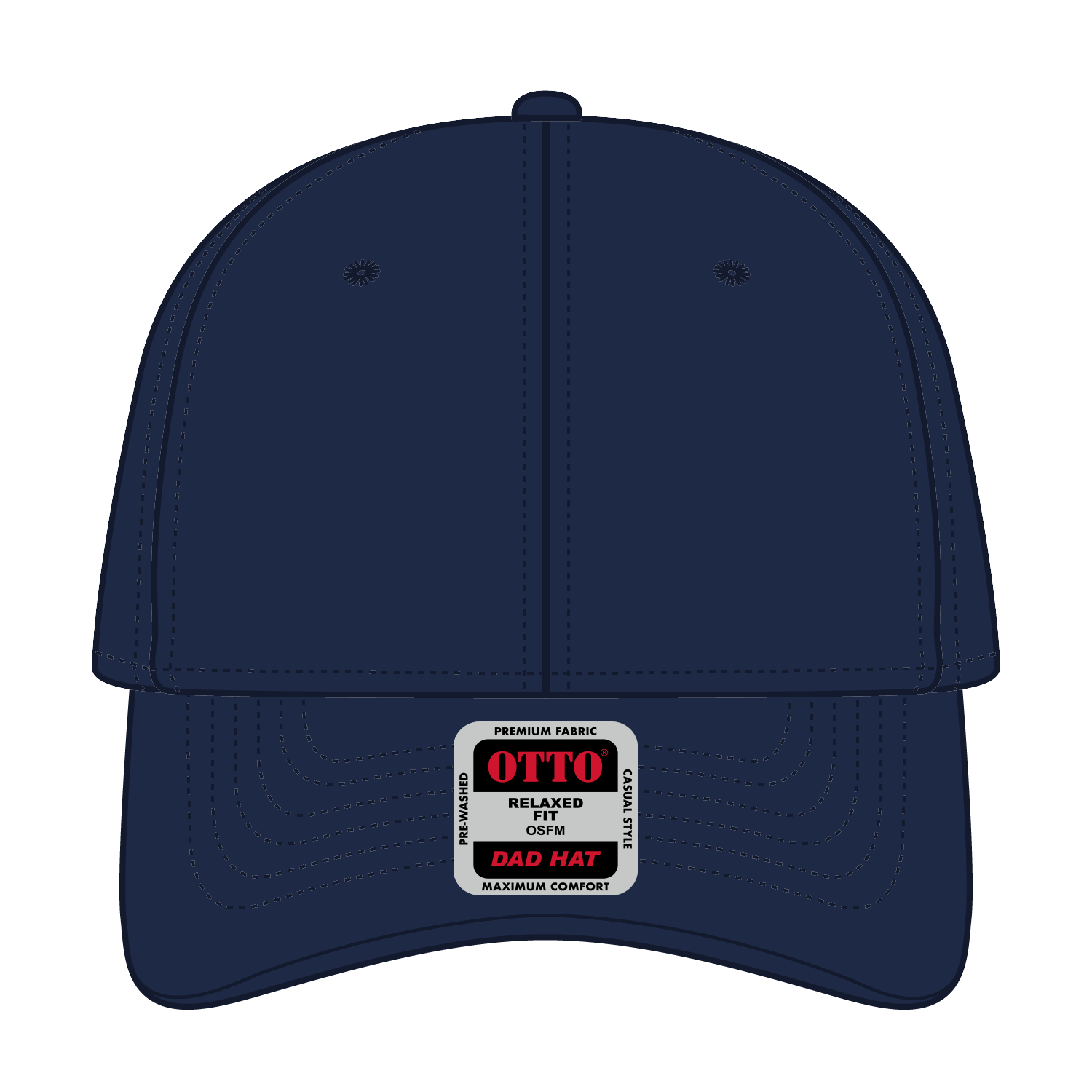 Front View of 004 - Navy OTTO CAP 6 Panel Low Profile Dad Hat