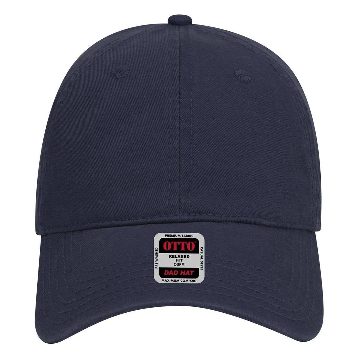 Front View of 004 - Navy OTTO CAP 6 Panel Low Profile Dad Hat