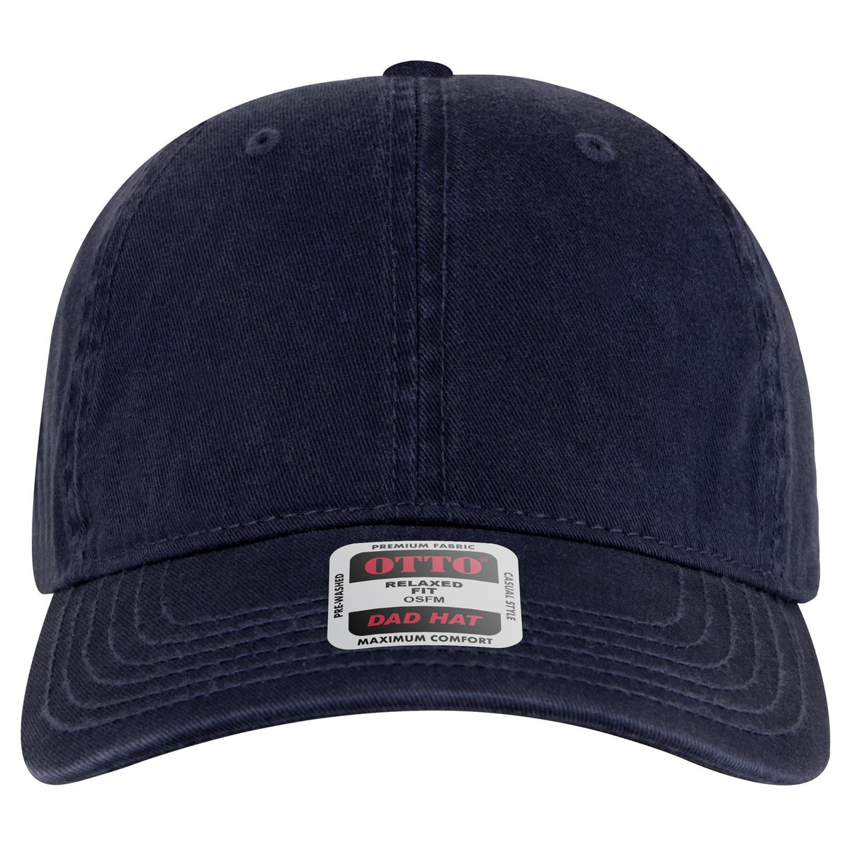 Front View of 004 - Navy OTTO CAP 6 Panel Low Profile Dad Hat