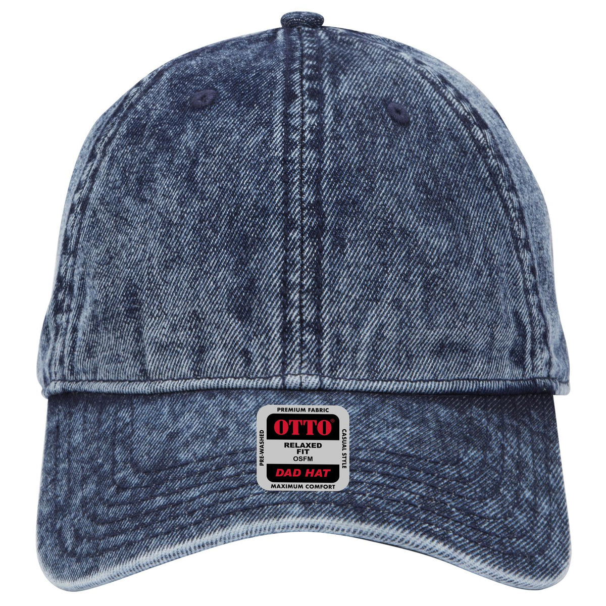 Front View of 004 - Navy OTTO CAP 6 Panel Low Profile Dad Hat