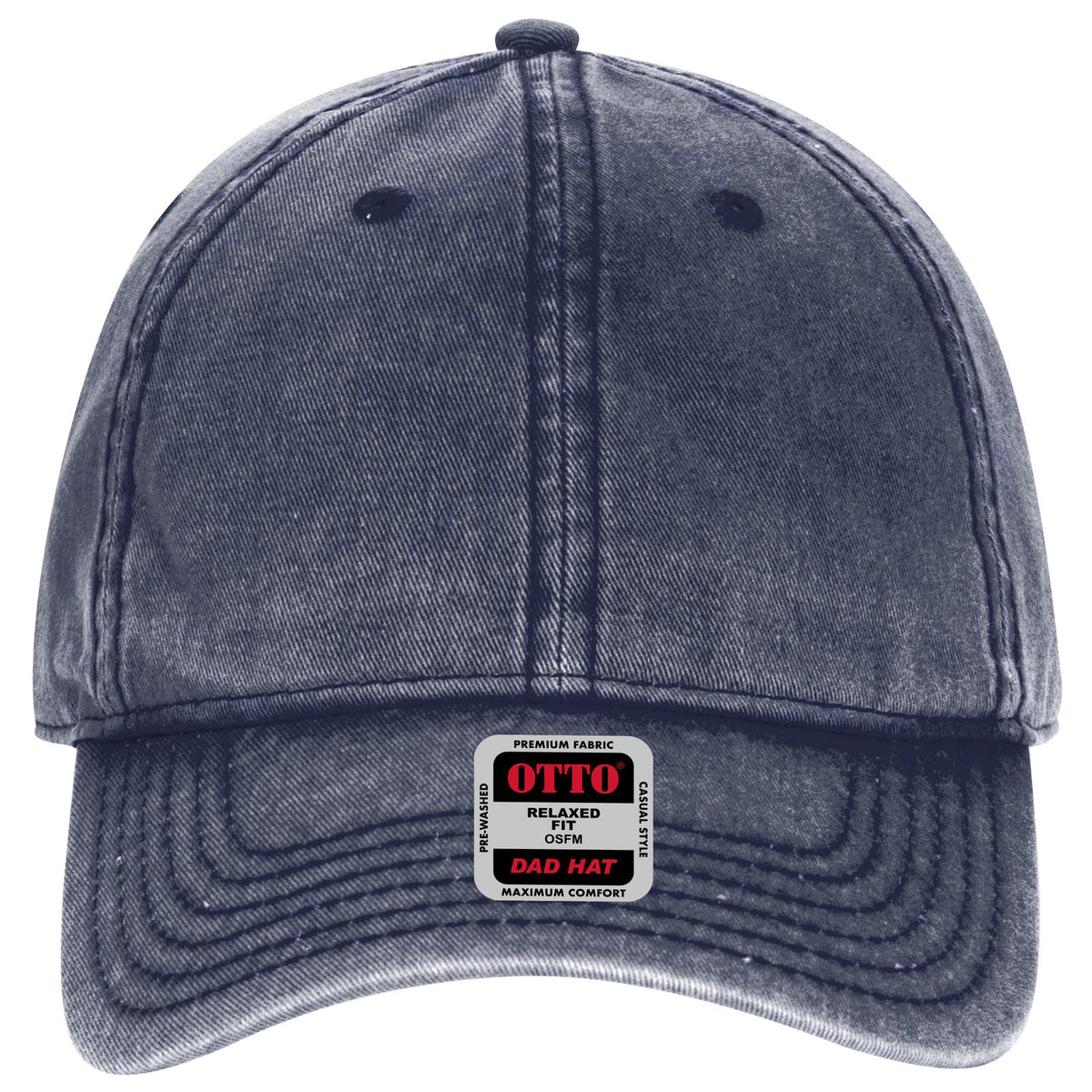 Front View of 004 - Navy OTTO CAP 6 Panel Low Profile Dad Hat