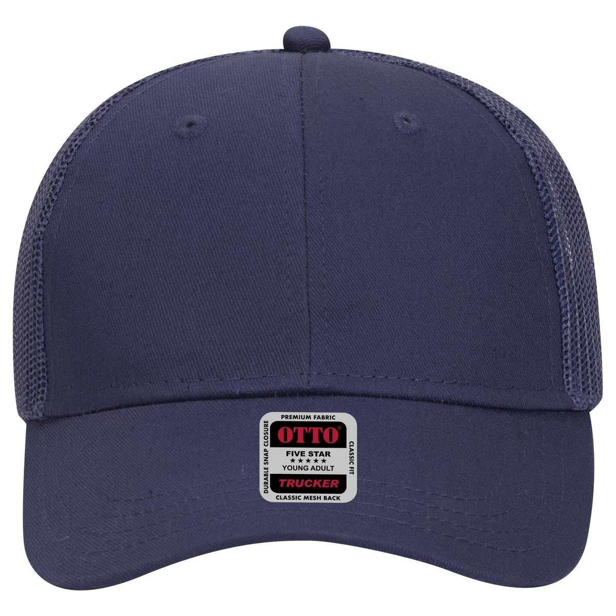 Front View of 004 - Navy OTTO CAP 6 Panel Low Profile Mesh Back Trucker Hat