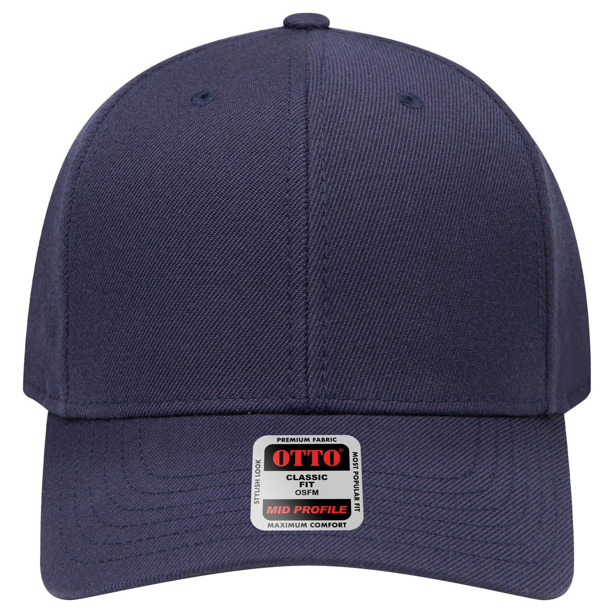 Front View of 004 - Navy OTTO CAP 6 Panel Mid Profile Baseball Cap