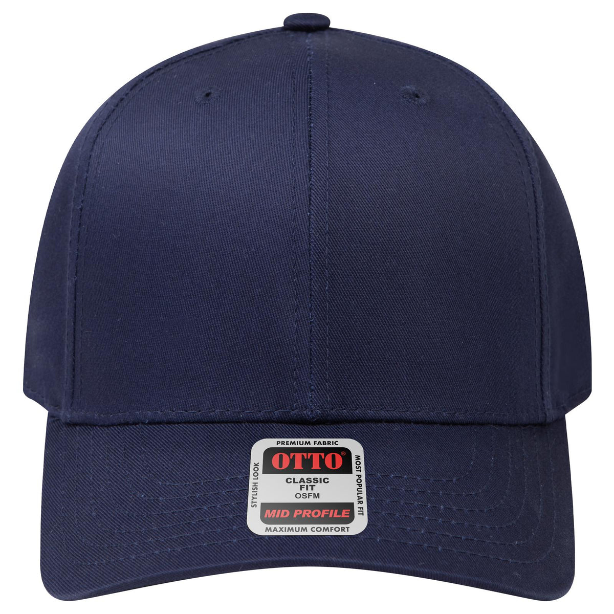Front View of 004 - Navy OTTO CAP 6 Panel Mid Profile Baseball Cap