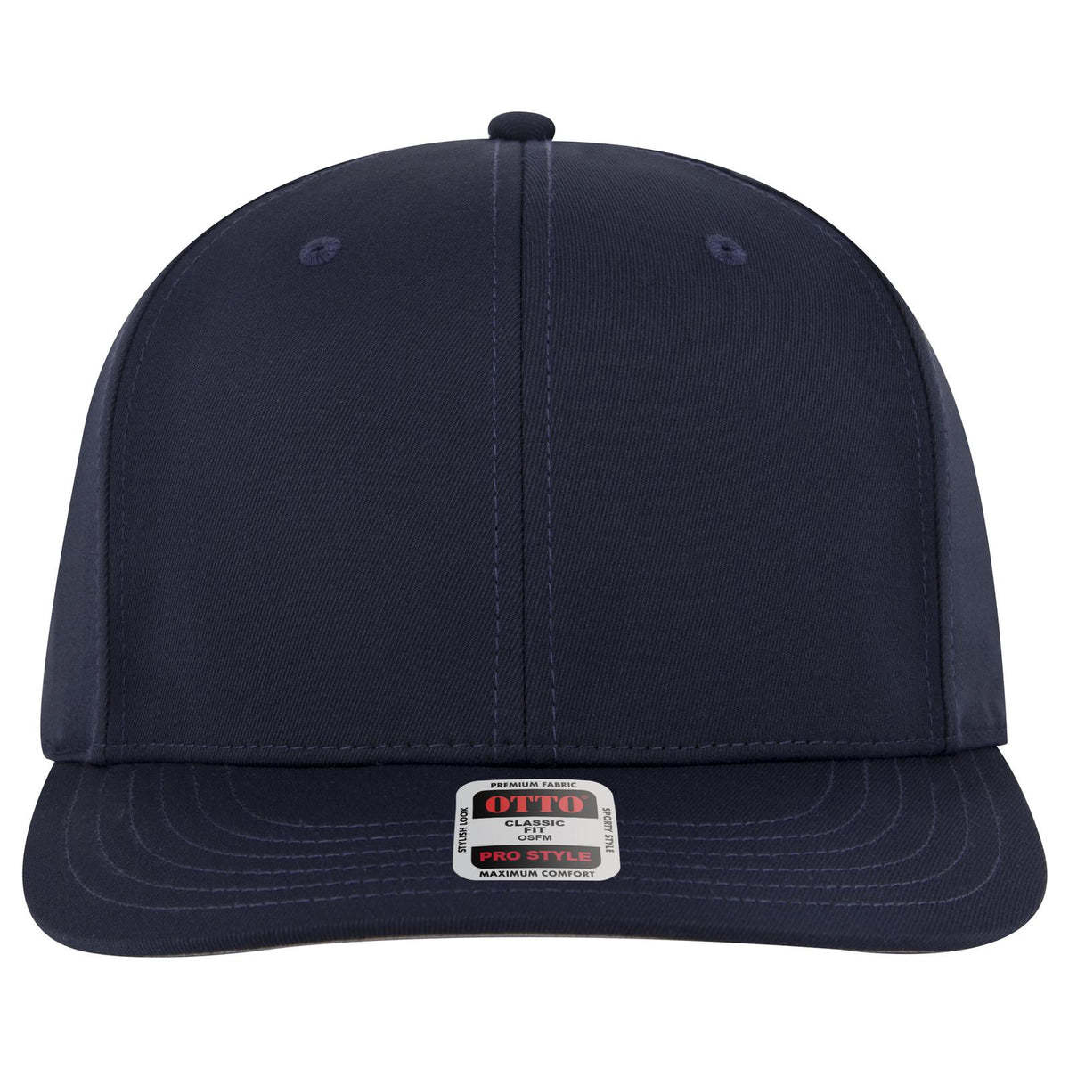 Front View of 004 - Navy OTTO CAP 6 Panel Pro Style Baseball Cap