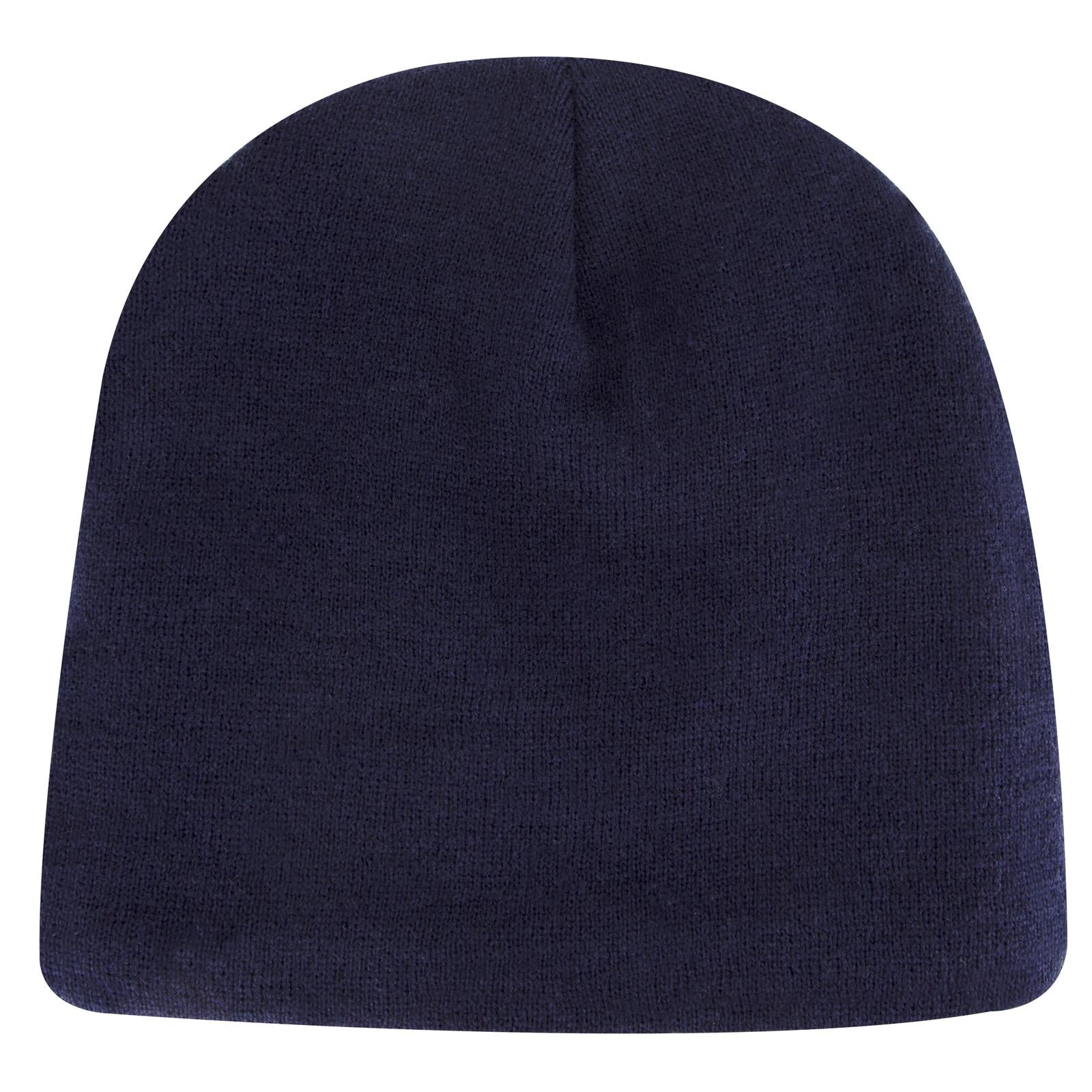 Front View of 004 - Navy OTTO CAP 9" Classic Knit Beanie w/ Inside Fleece Lining