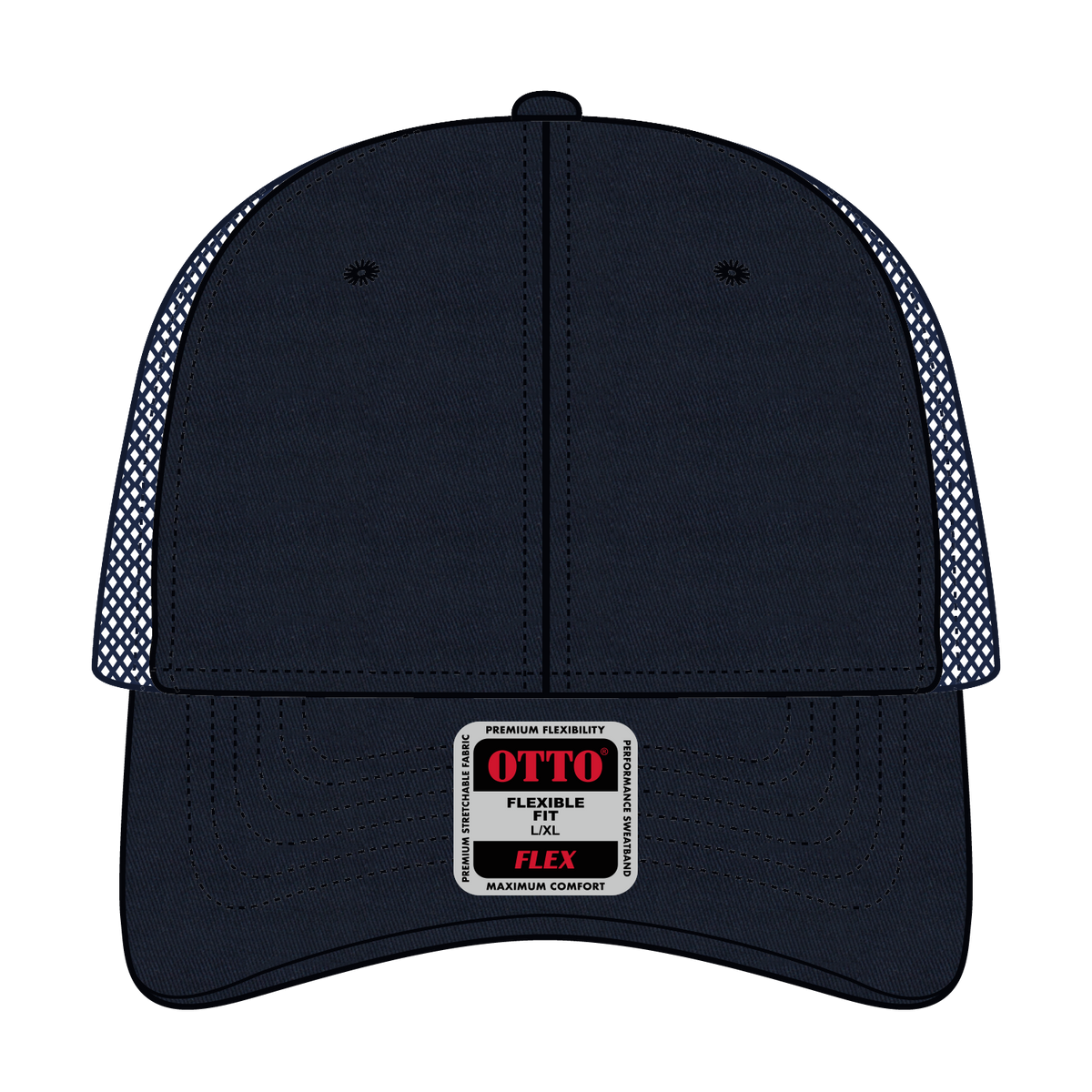 Front View of 004 - Navy OTTO CAP "OTTO FLEX" Fitted 6 Panel Low Profile Baseball Cap